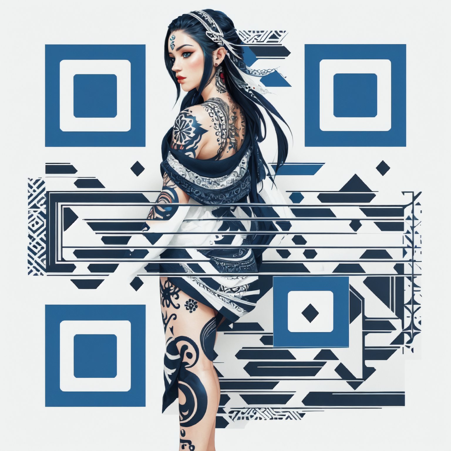 Tattoo QR code Girl