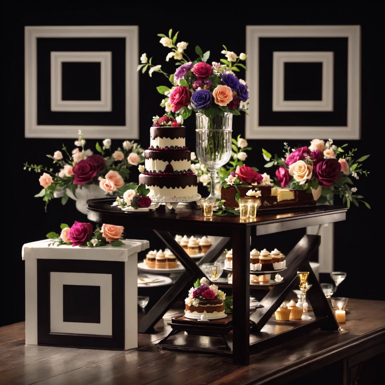 Cake & Roses QR Code – Sweet Elegance in Every Scan