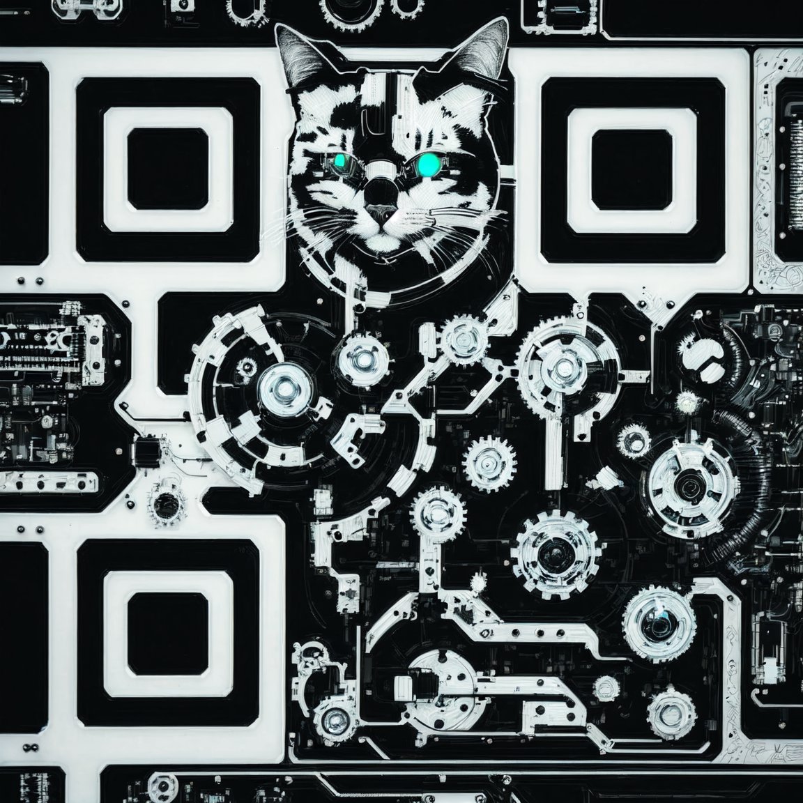 Cyber Mechanical Cat QR Code