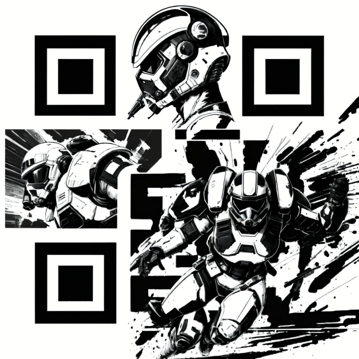 Black and White Trooper QR Code Art