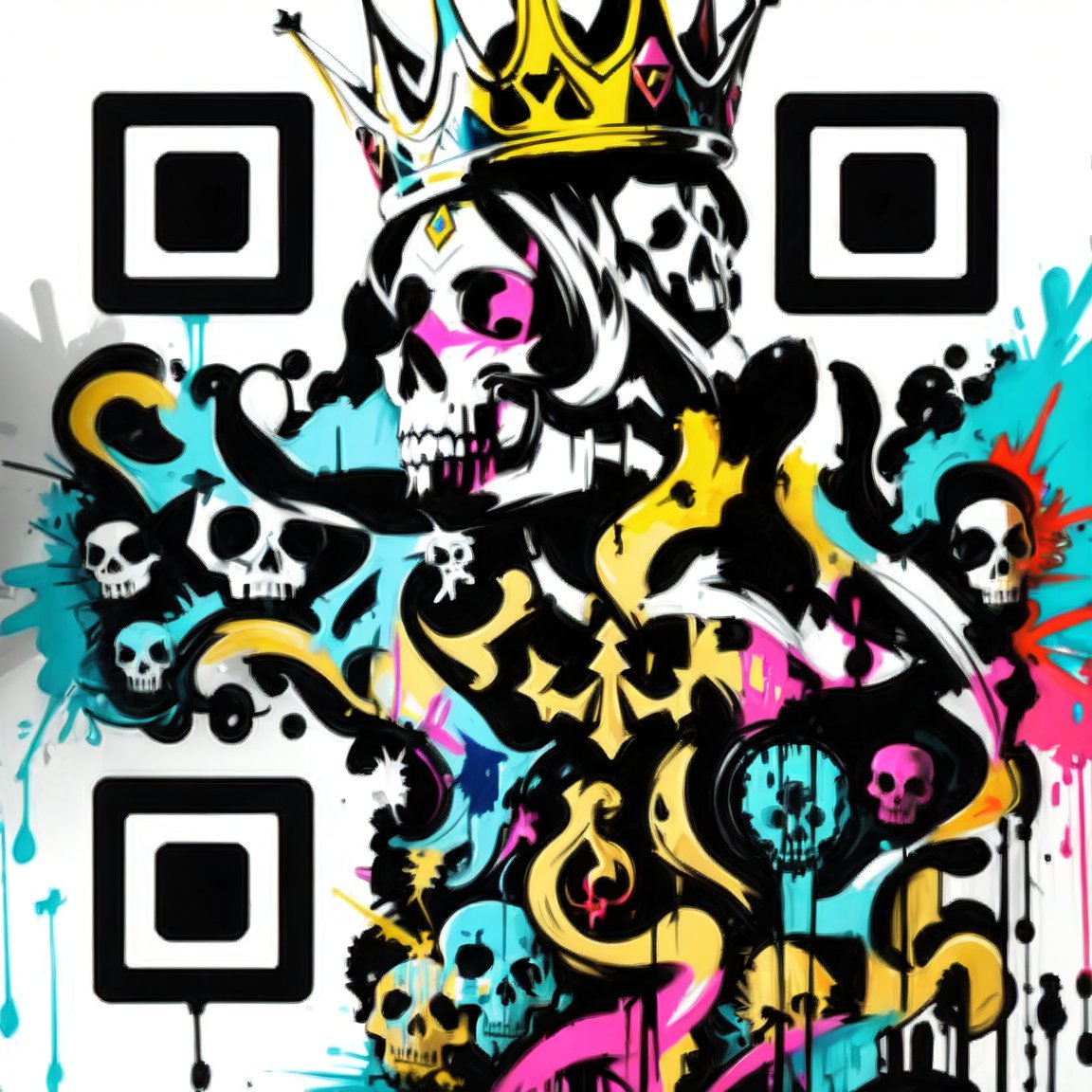 Drip Graffiti Skull Queen QR code