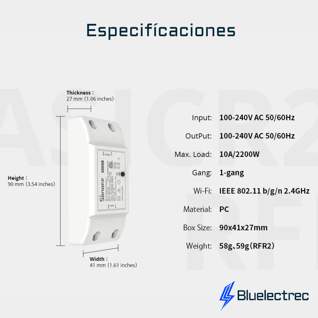Interruptor inteligente Wi-Fi - SONOFF BasicR2