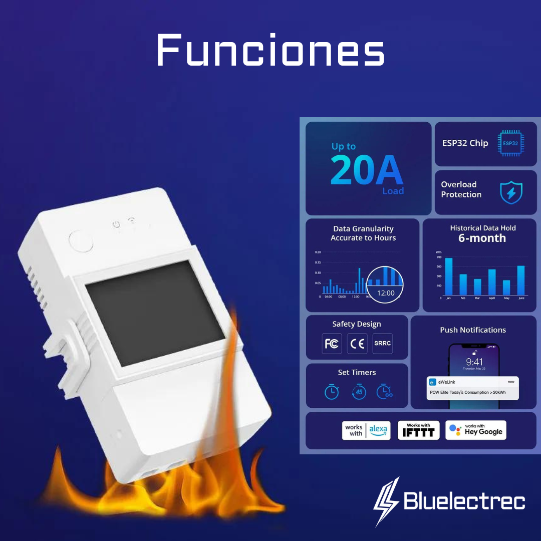 Interruptor medidor de energía inteligente - SONOFF POW Elite hasta 20A