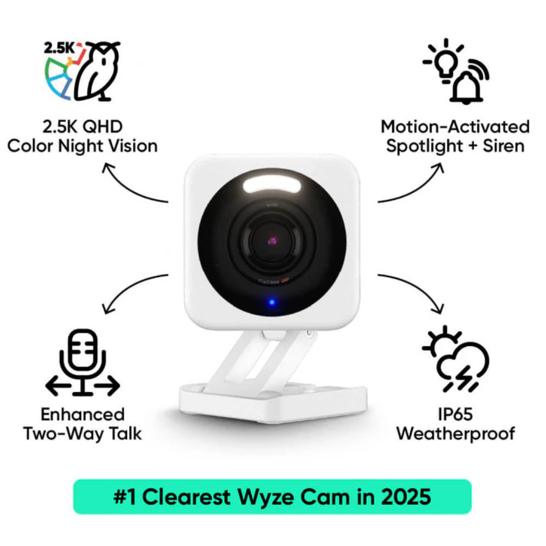 Cámara de seguridad Wifi 2.5K HD IP65 con sirena y foco - Wyze Cam v4