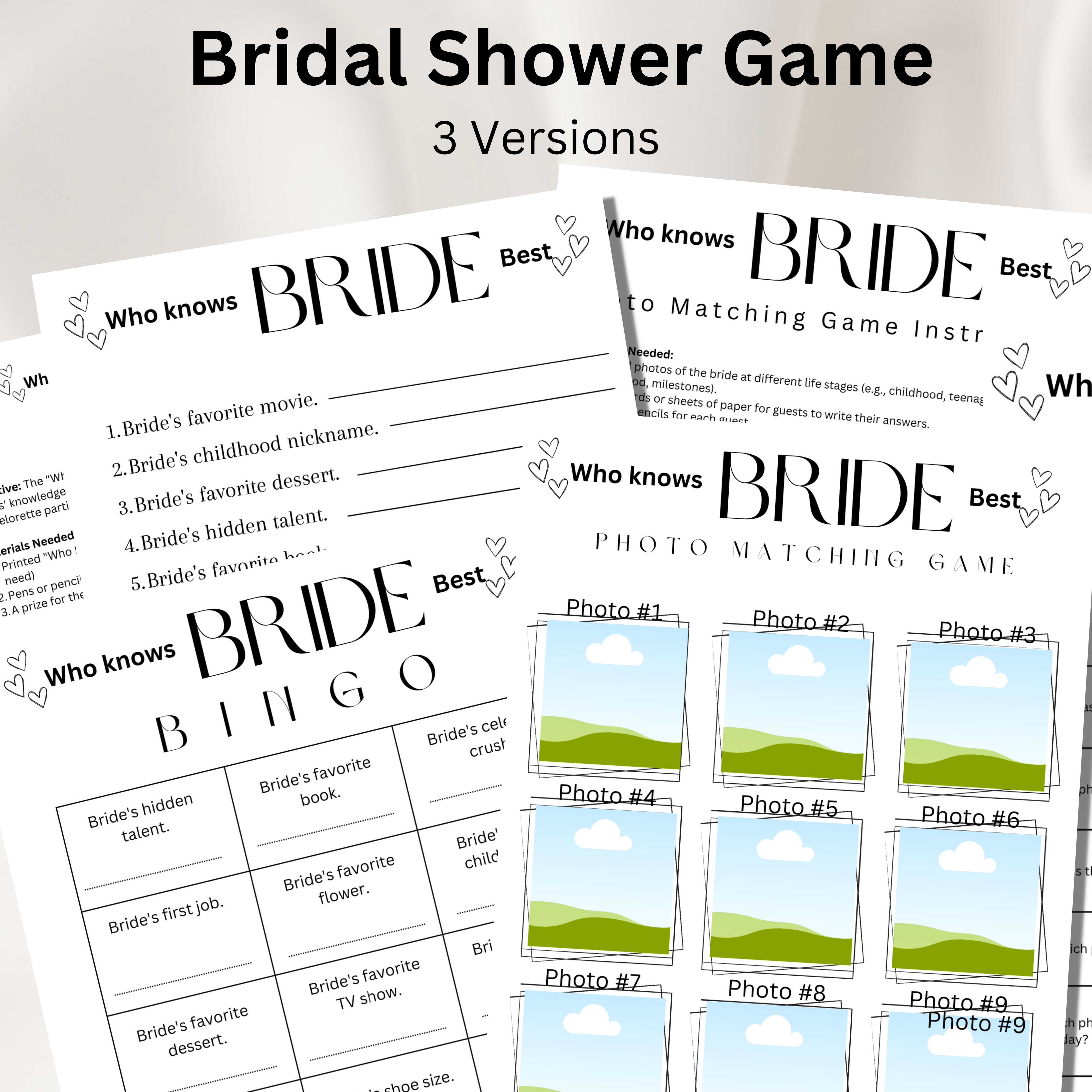 Minimalist Who knows the Bride the Most Game Template