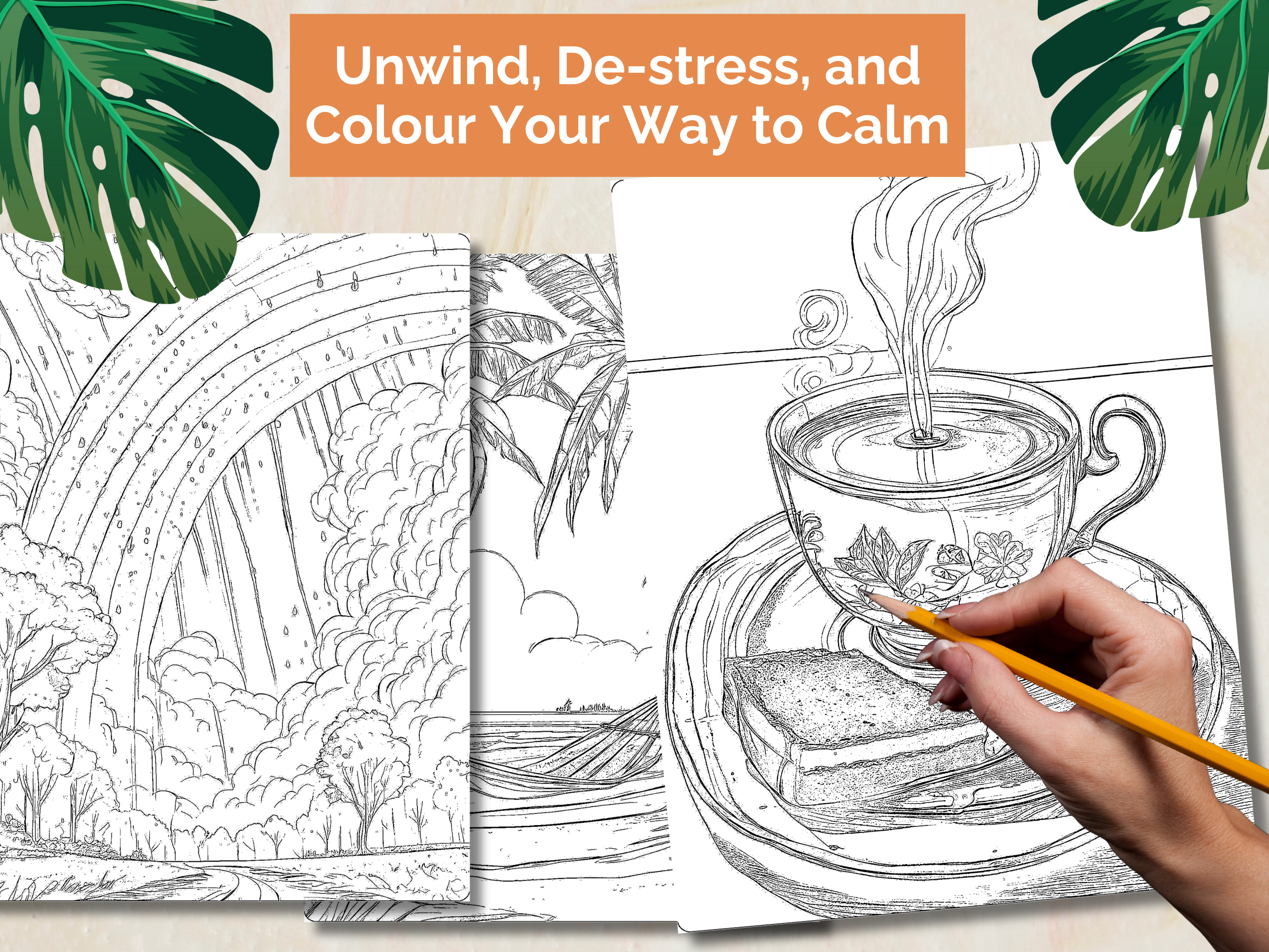 PLR Stress Relief Colouring Book for Adults: Relaxing Images for Meditation and Mindfulness