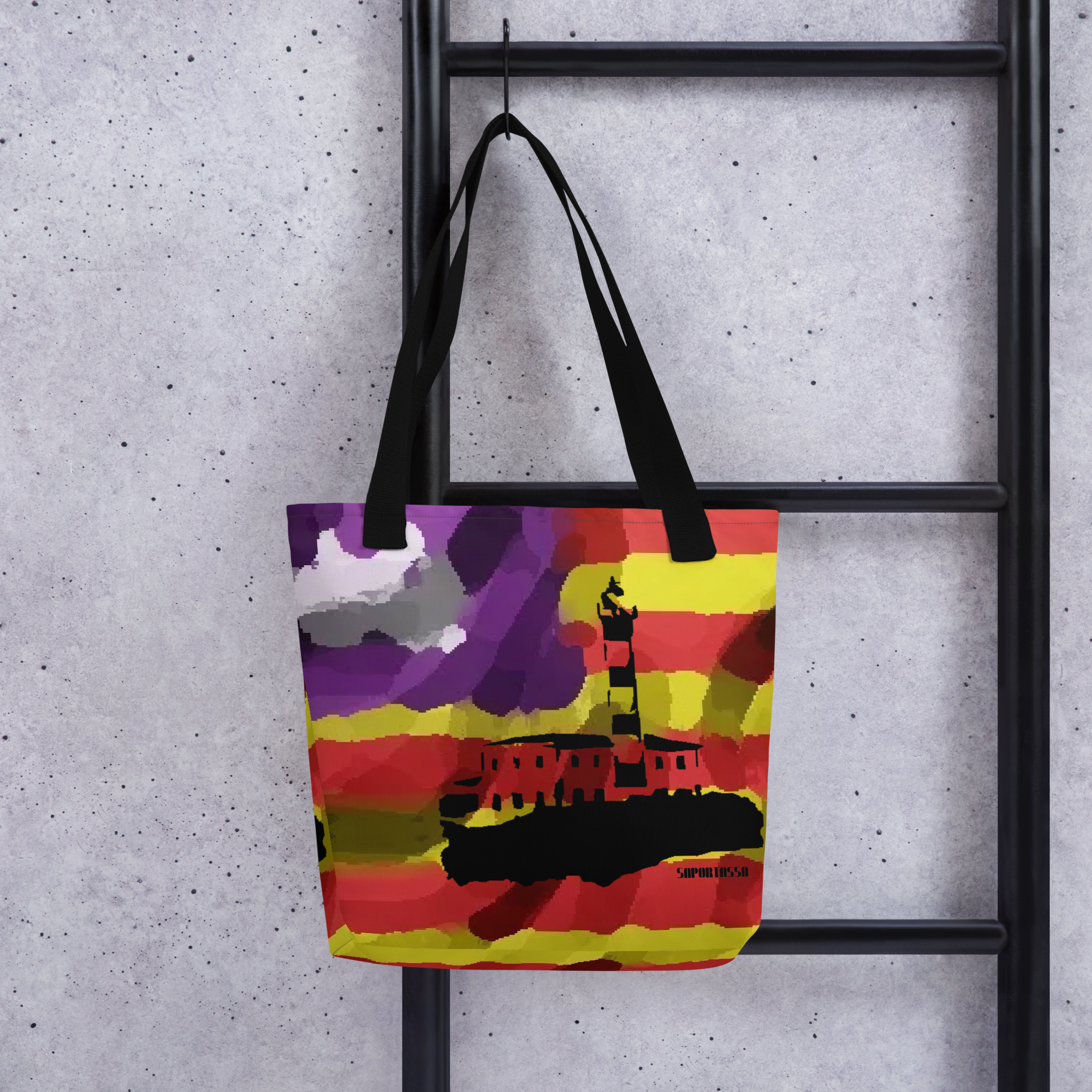 Bolso de tela con diseño de faro