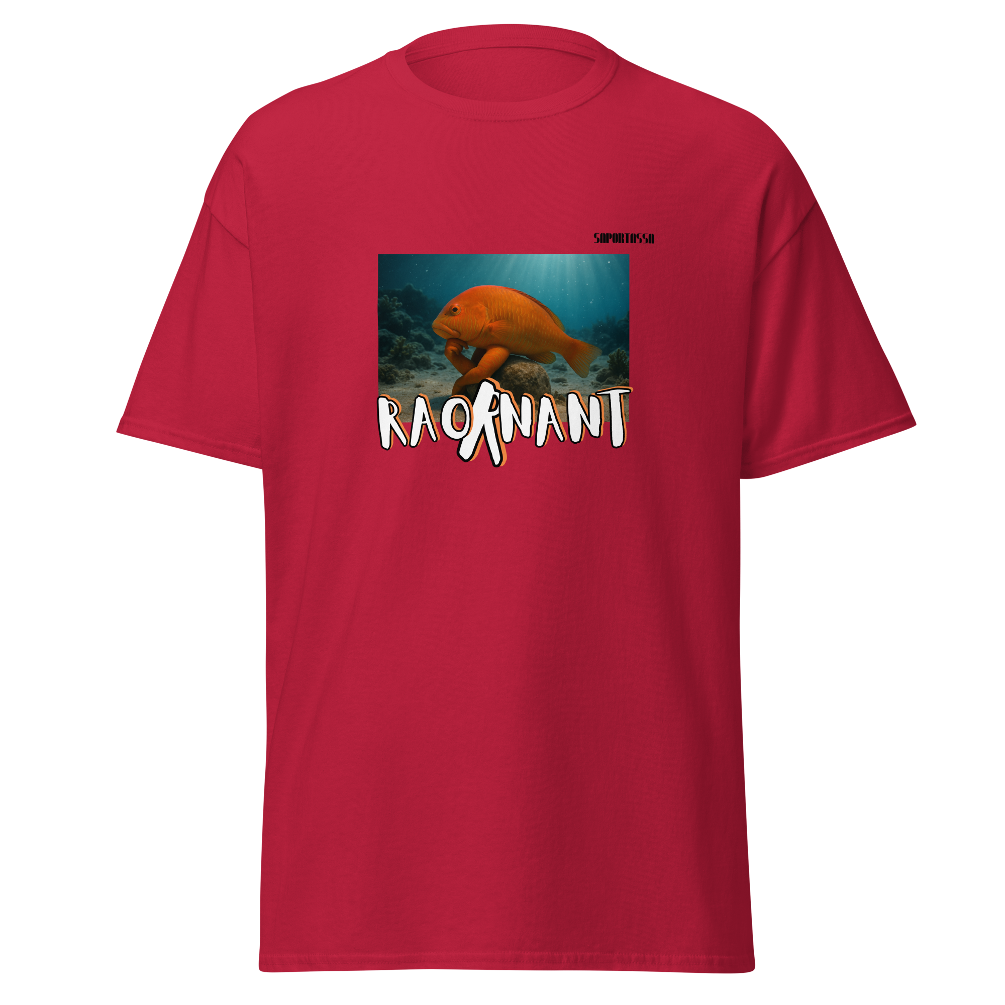 Camiseta roja con diseño Raor