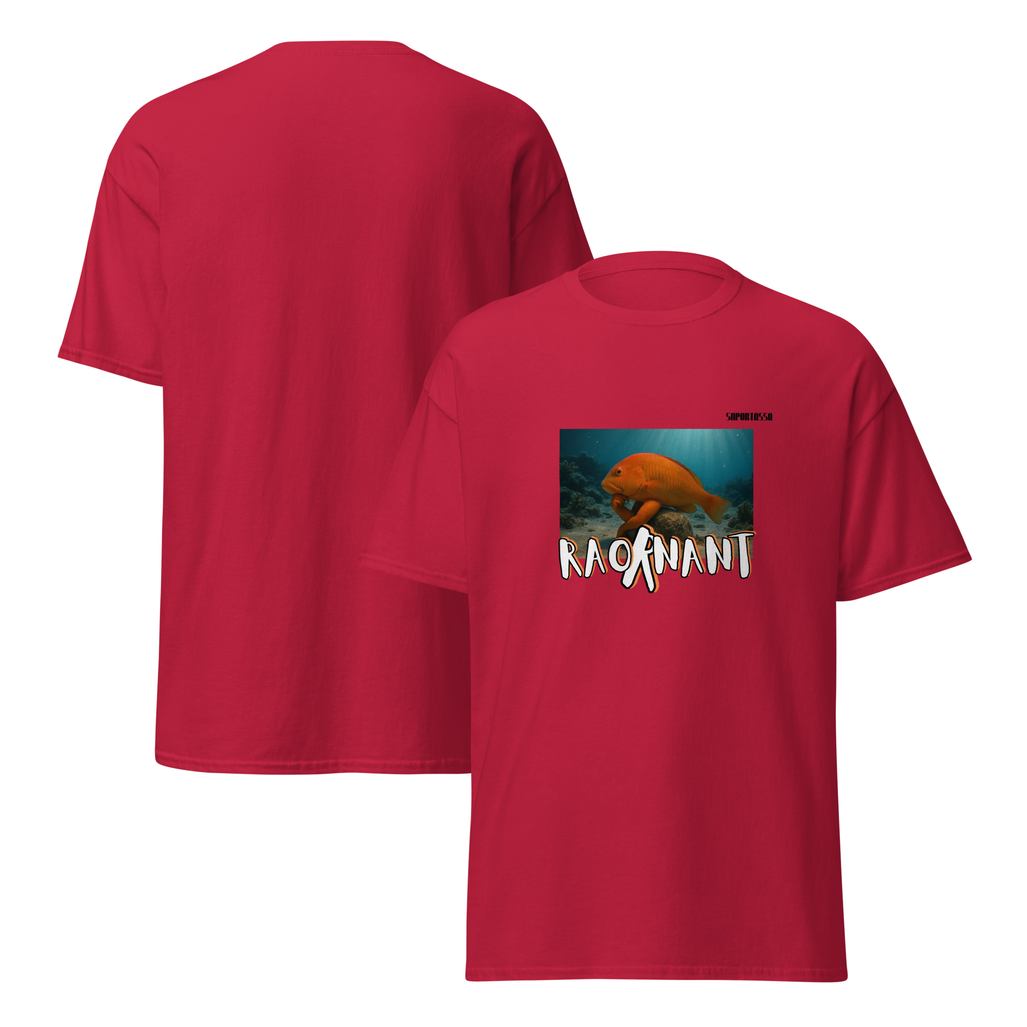 Camiseta roja con diseño Raor