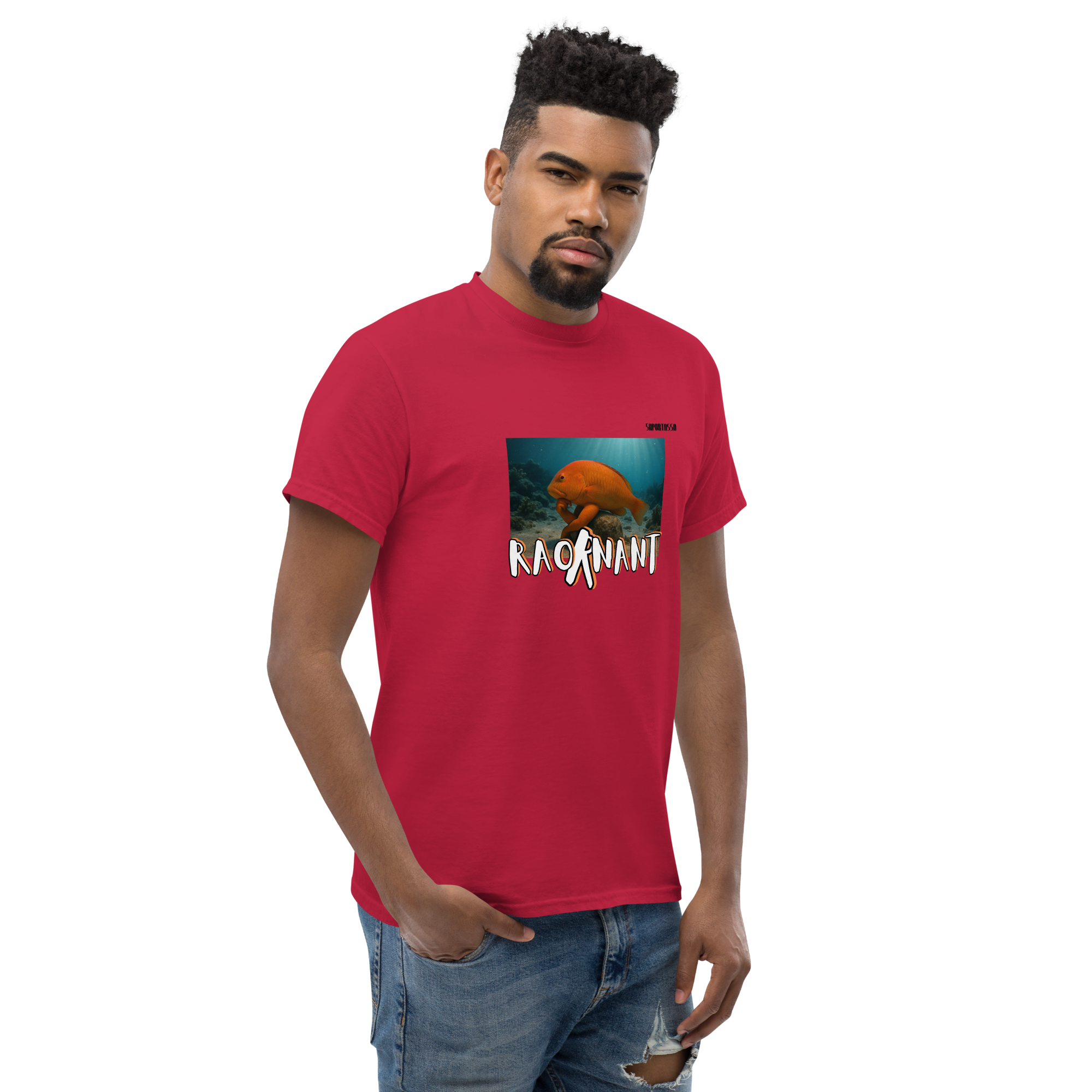 Camiseta roja con diseño Raor