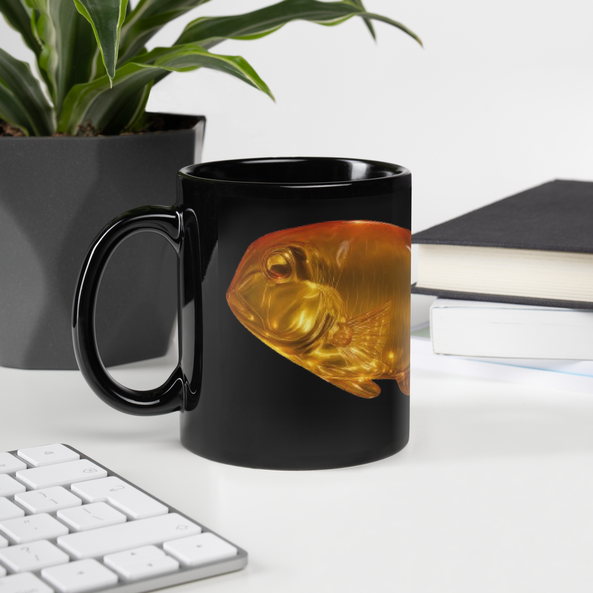 Taza de cerámica negra