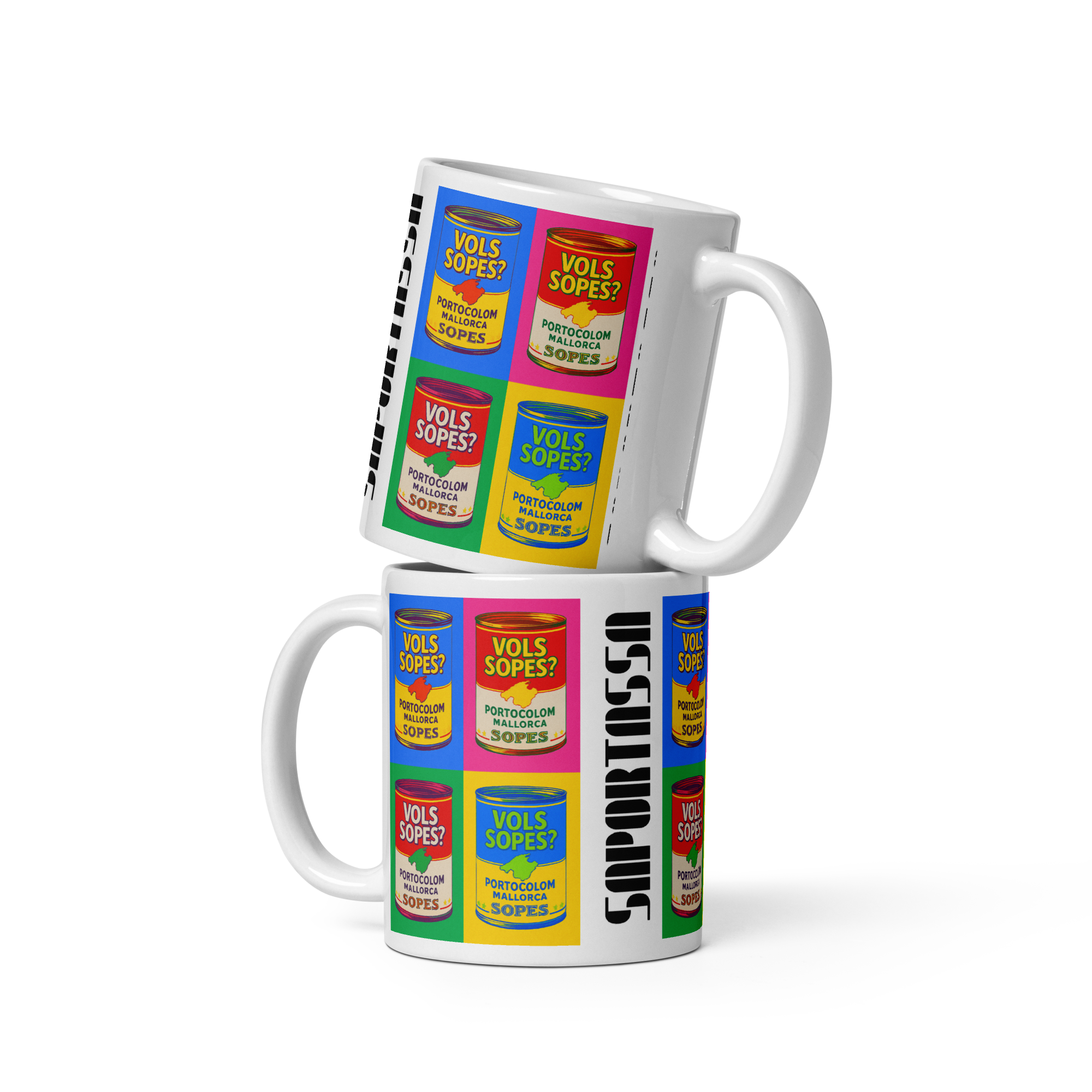 Taza “VOLS SOPES?” – Edición Pop-Art Mallorca
