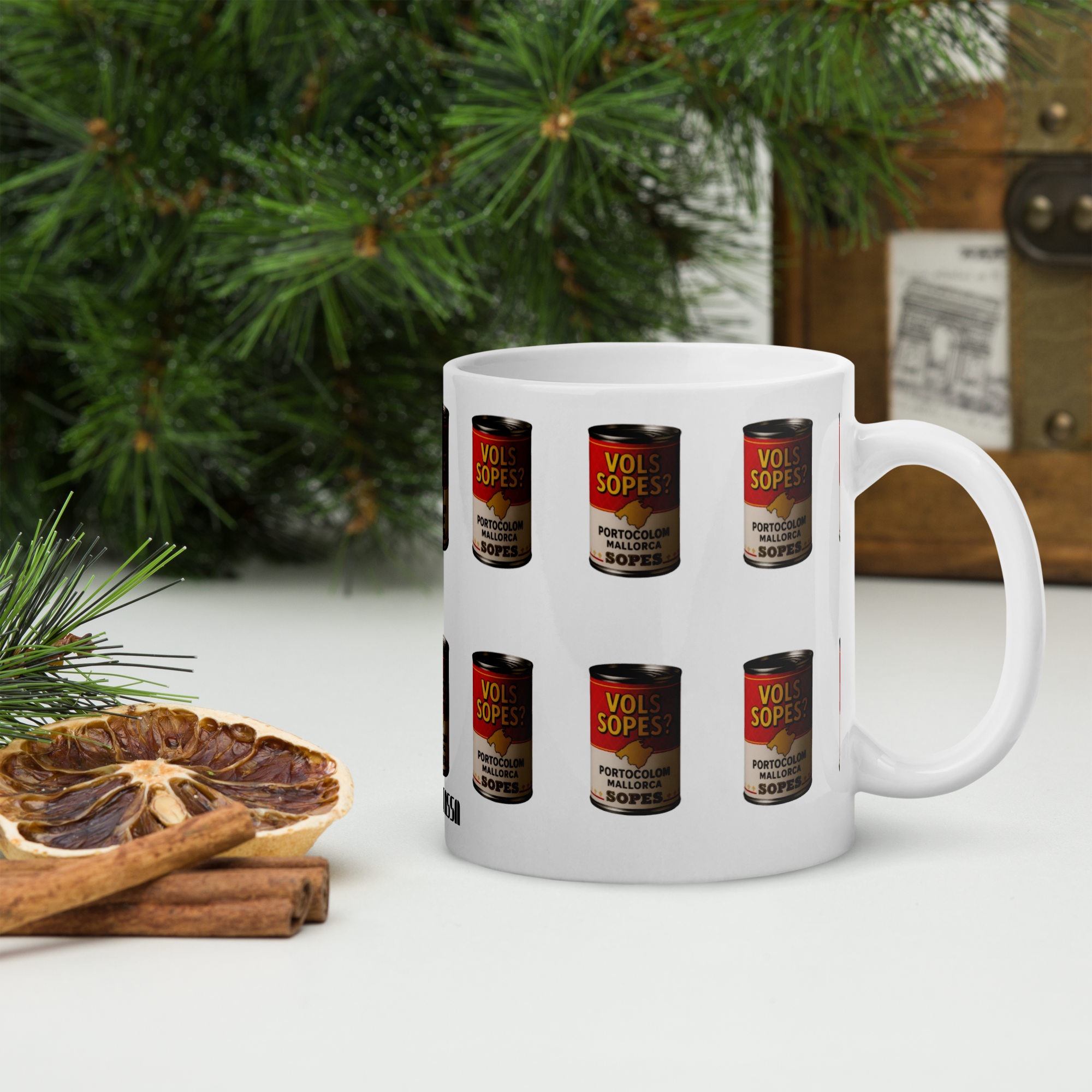 Taza “VOLS SOPES?” – Patrón Industrial Portocolom