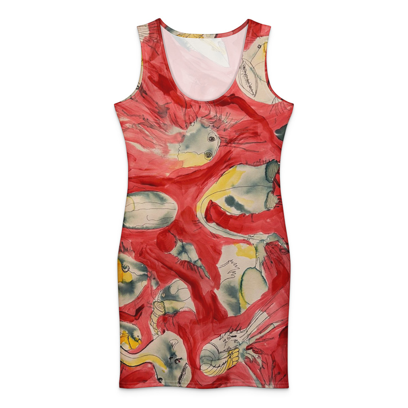 vestido ajustado peixos vermell