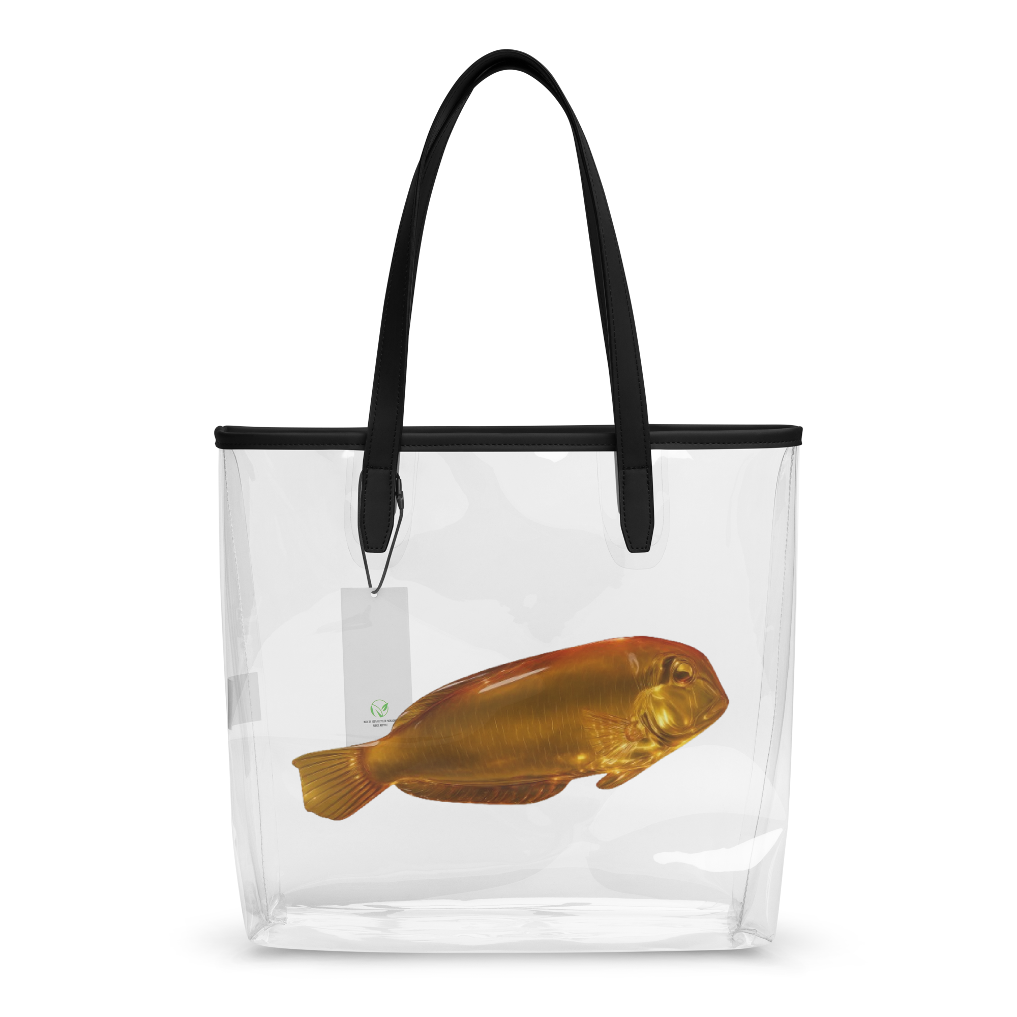 Bolso transparente con un raor de cristal