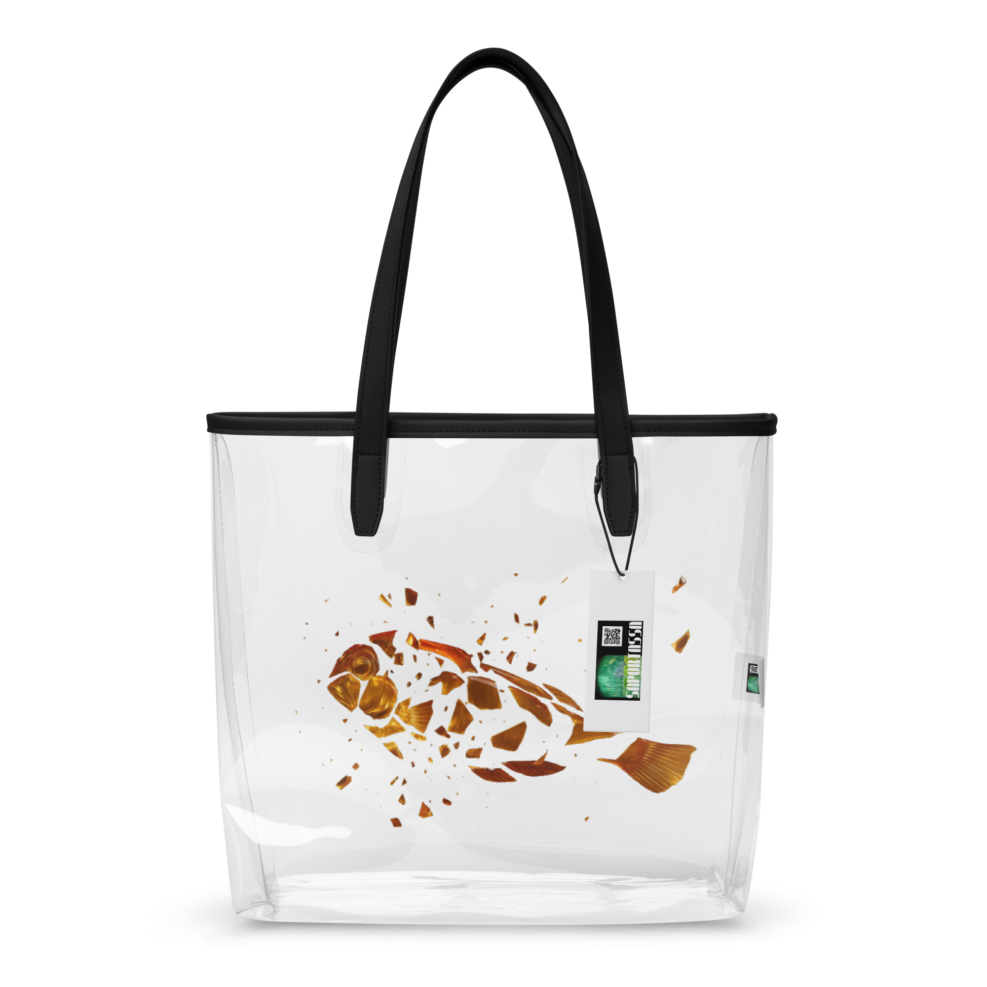 Bolso transparente con diseño raor cristal roto 