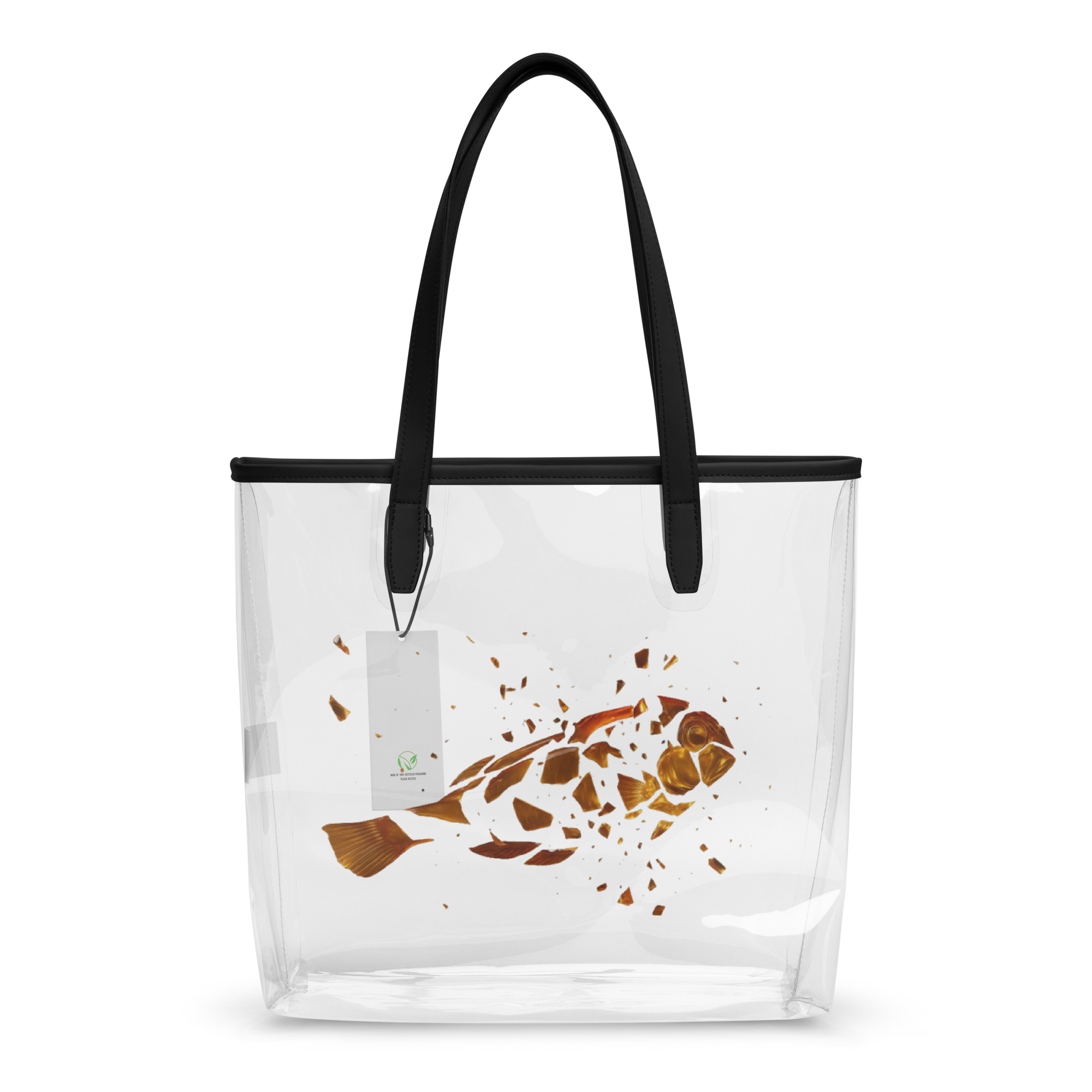 Bolso transparente con diseño raor cristal roto 