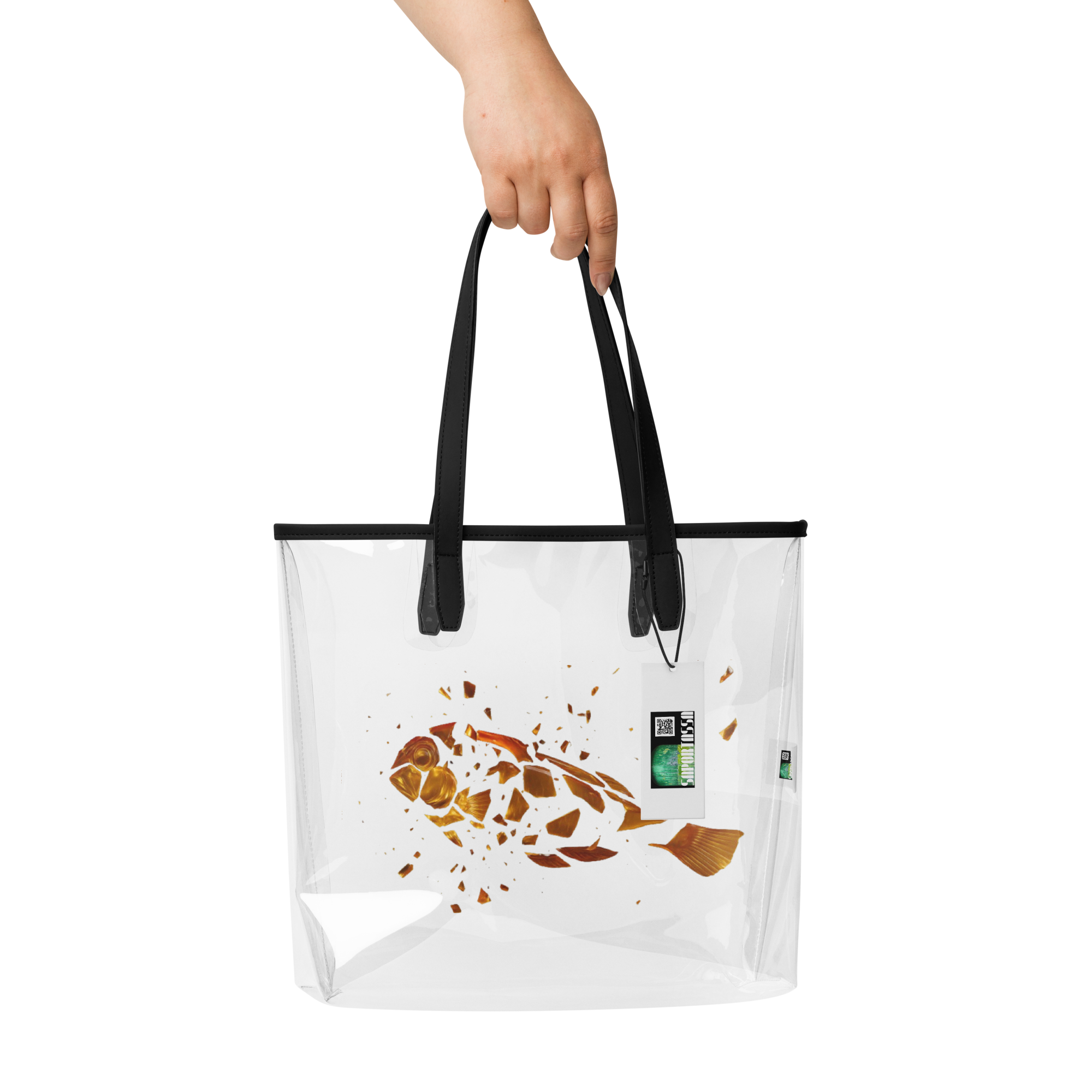 Bolso transparente con diseño raor cristal roto 