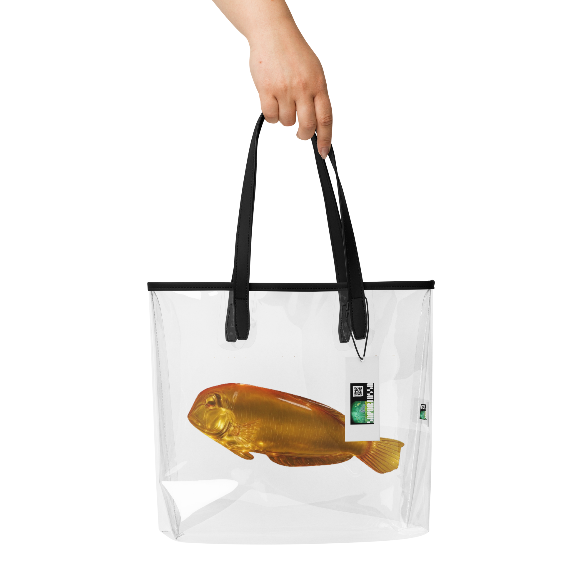Bolso transparente con un raor de cristal