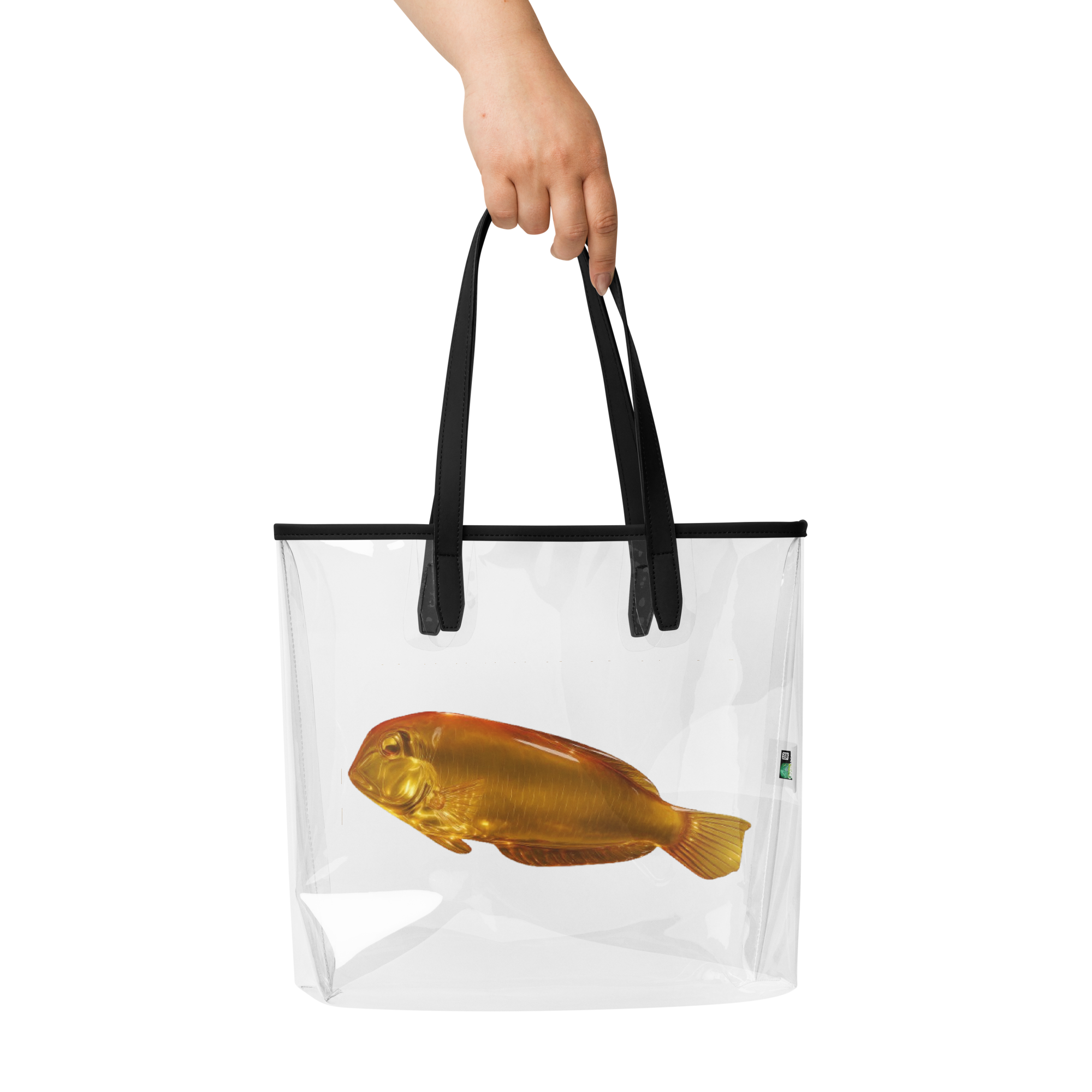 Bolso transparente con un raor de cristal