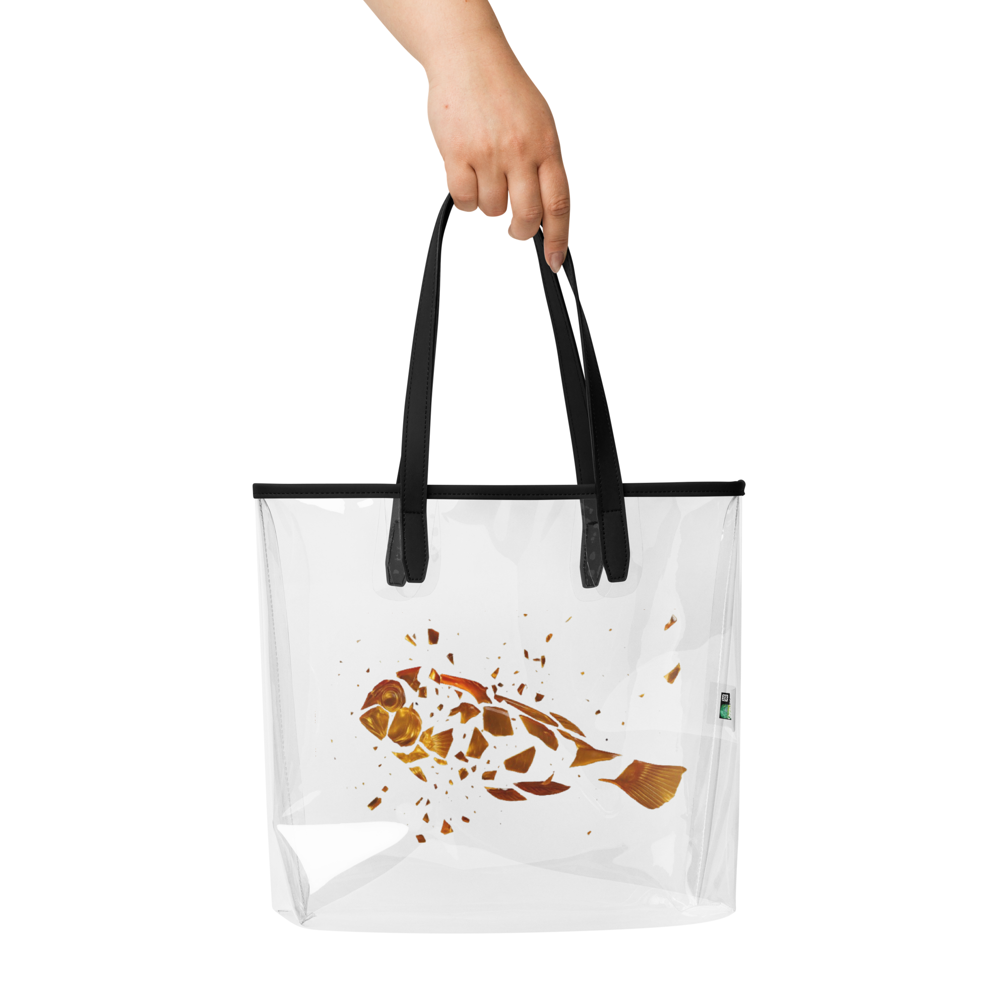 Bolso transparente con diseño raor cristal roto 