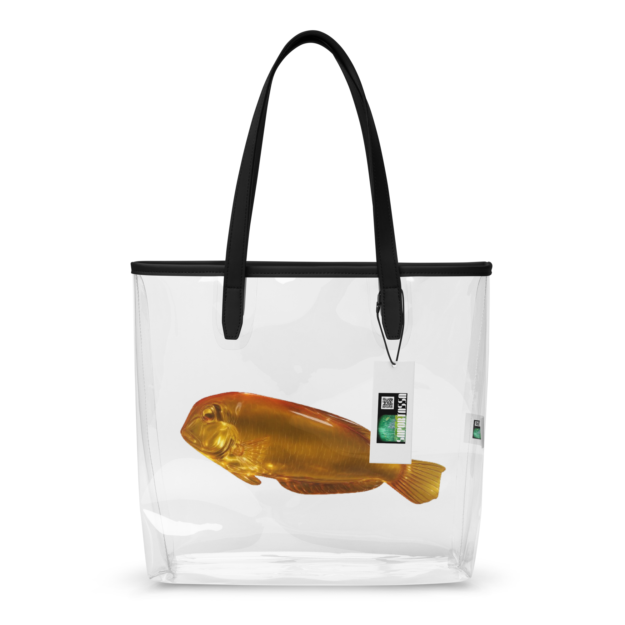 Bolso transparente con un raor de cristal