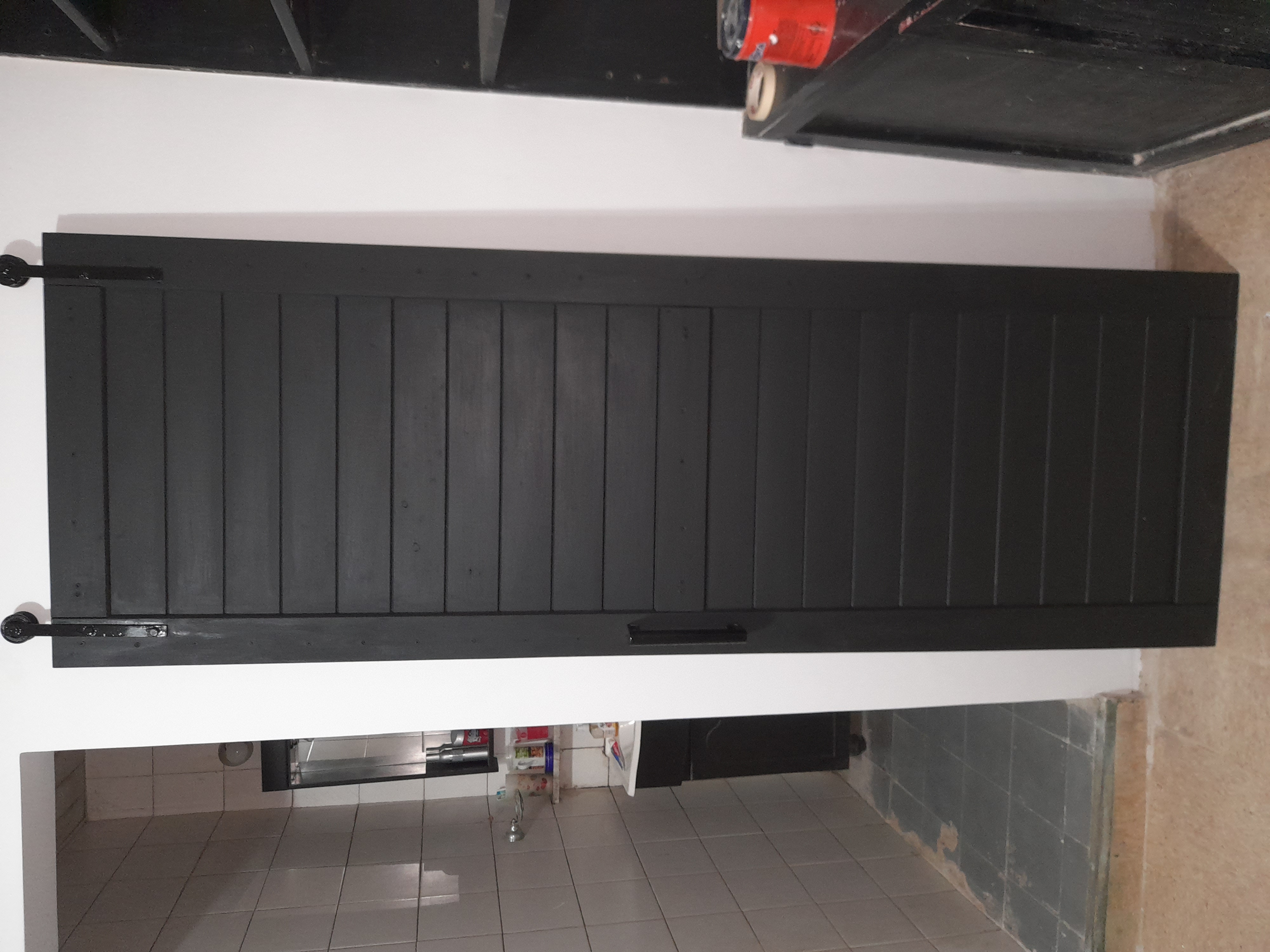 Puerta Granero Satinado Negro