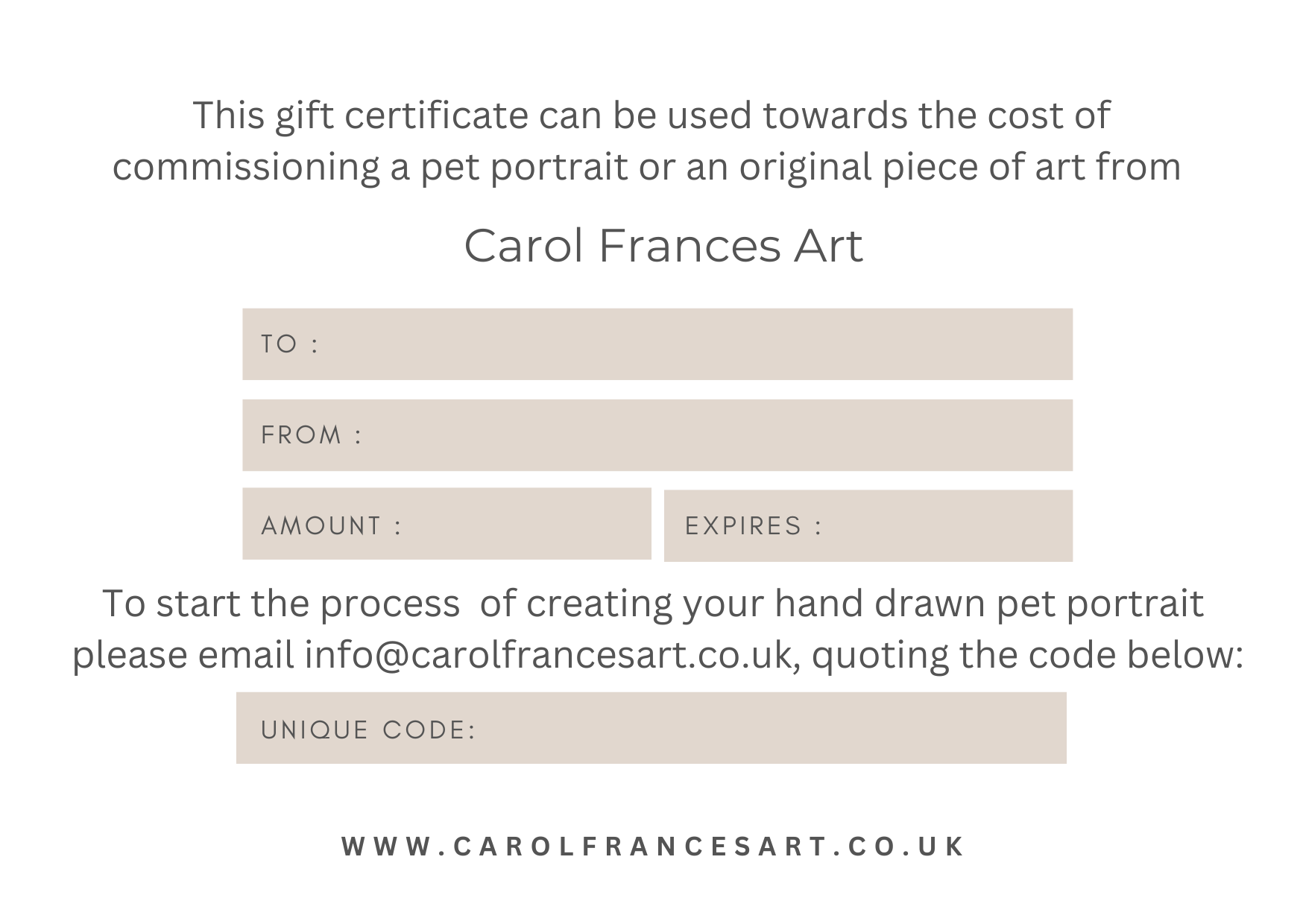 Pet Portrait Gift Certificate