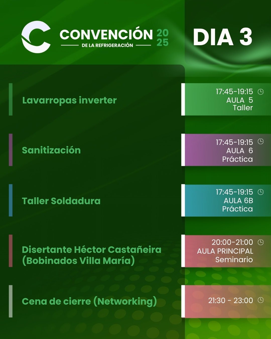 Dia #3 - Domingo 2 de Noviembre -  Convención de la Refrigeración 2025 