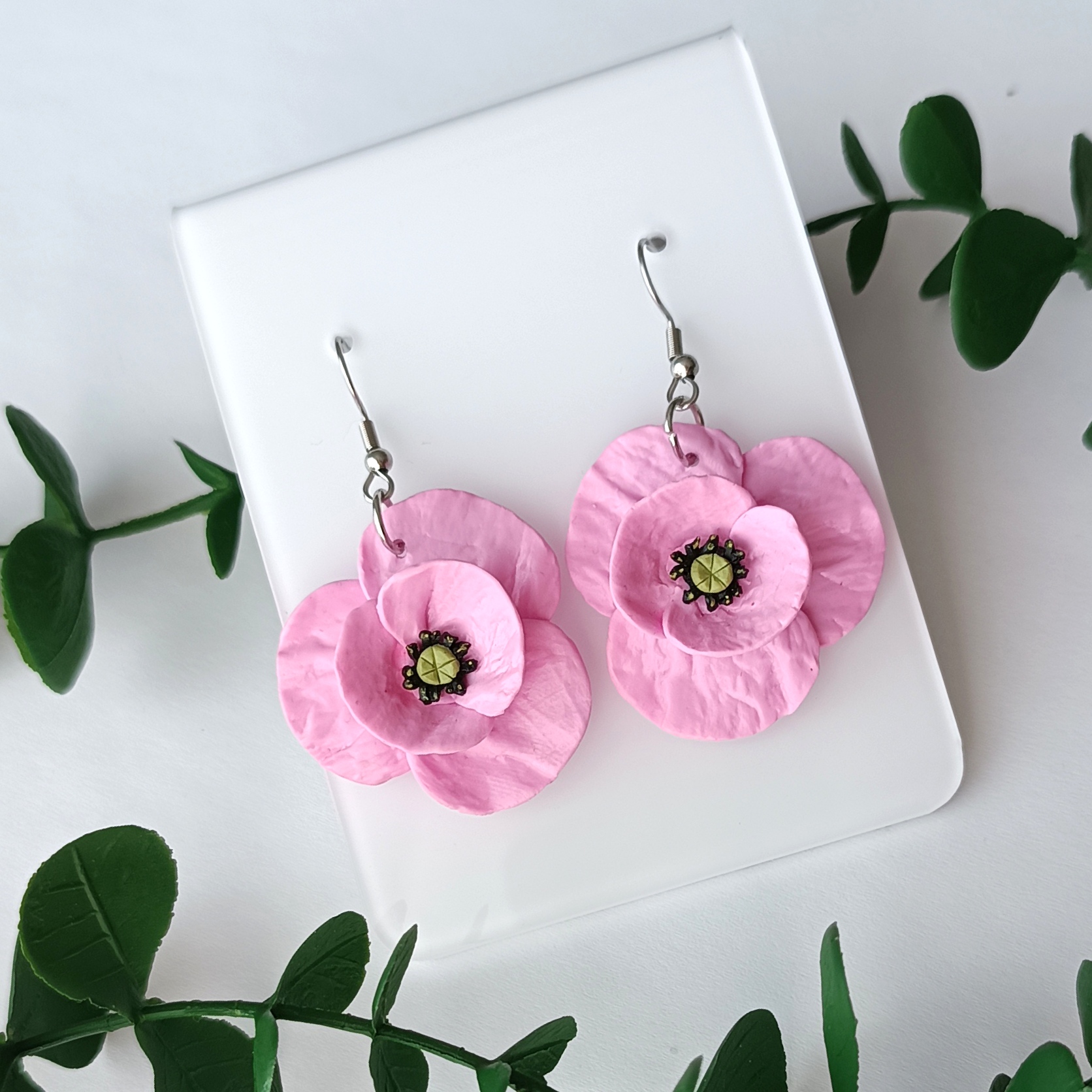 Kolczyki różowe maki