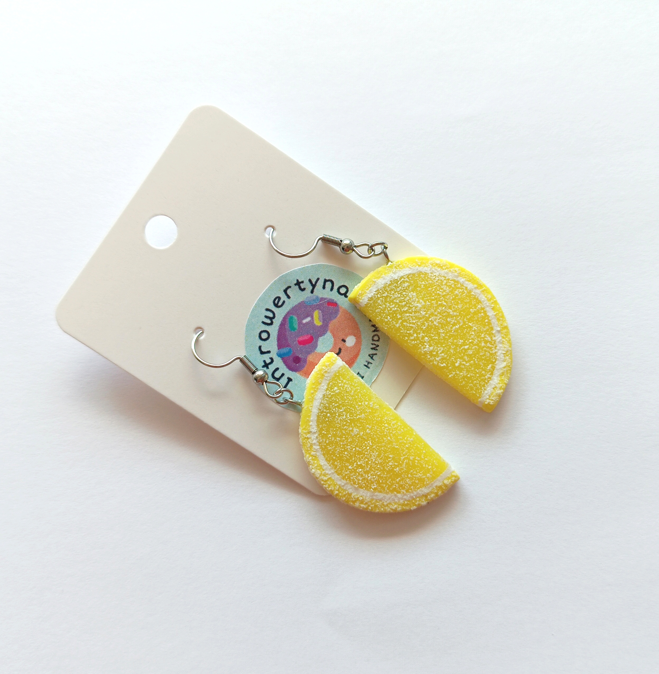 Kolczyki wiszące galaretki cytrynowe z cukrem