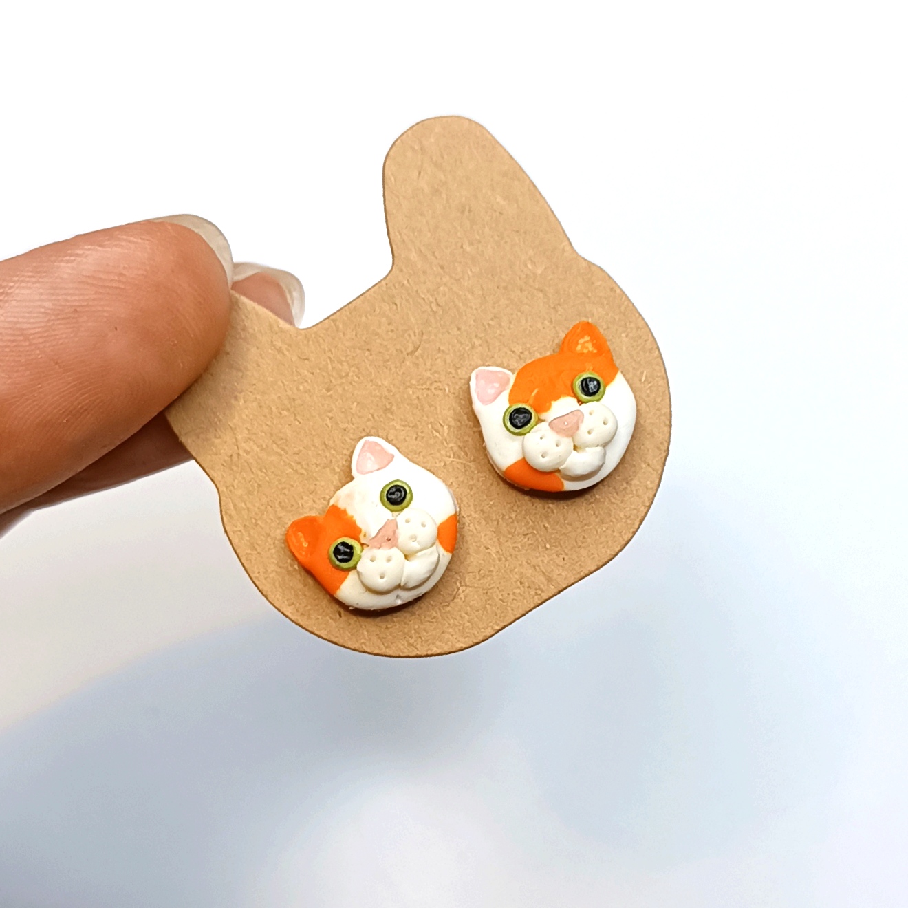 Kolczyki rudo-białe kotki