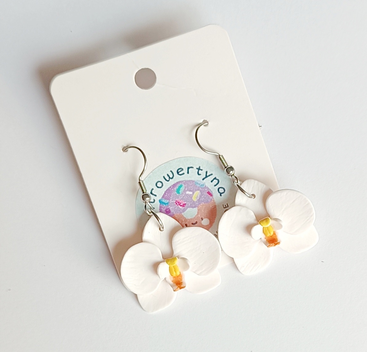 Kolczyki storczyki białe - wersja 2