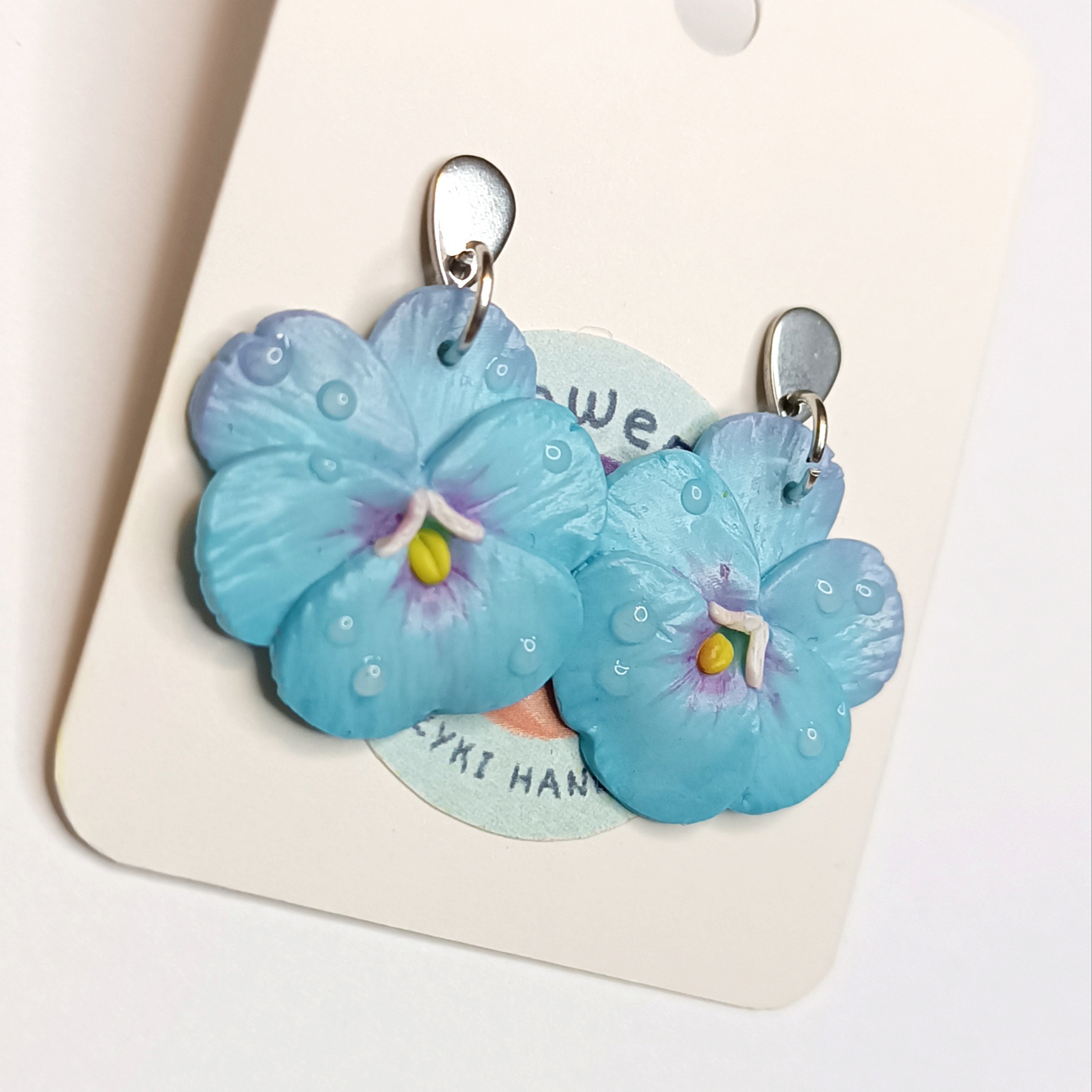 Kolczyki błękitne bratki - wersja mniejsza
