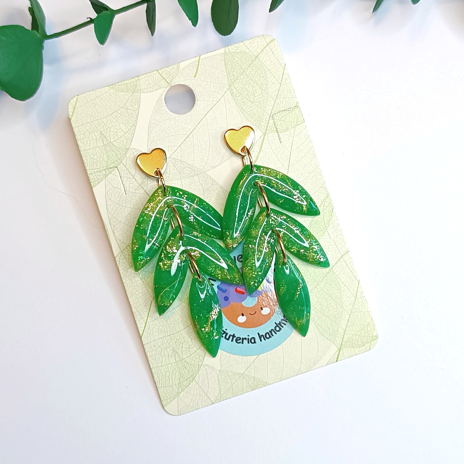 Zielone marmurkowe kolczyki wiszące