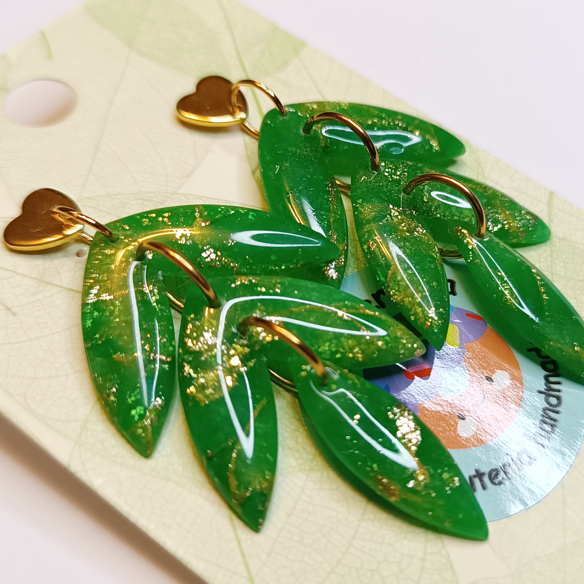 Zielone marmurkowe kolczyki wiszące