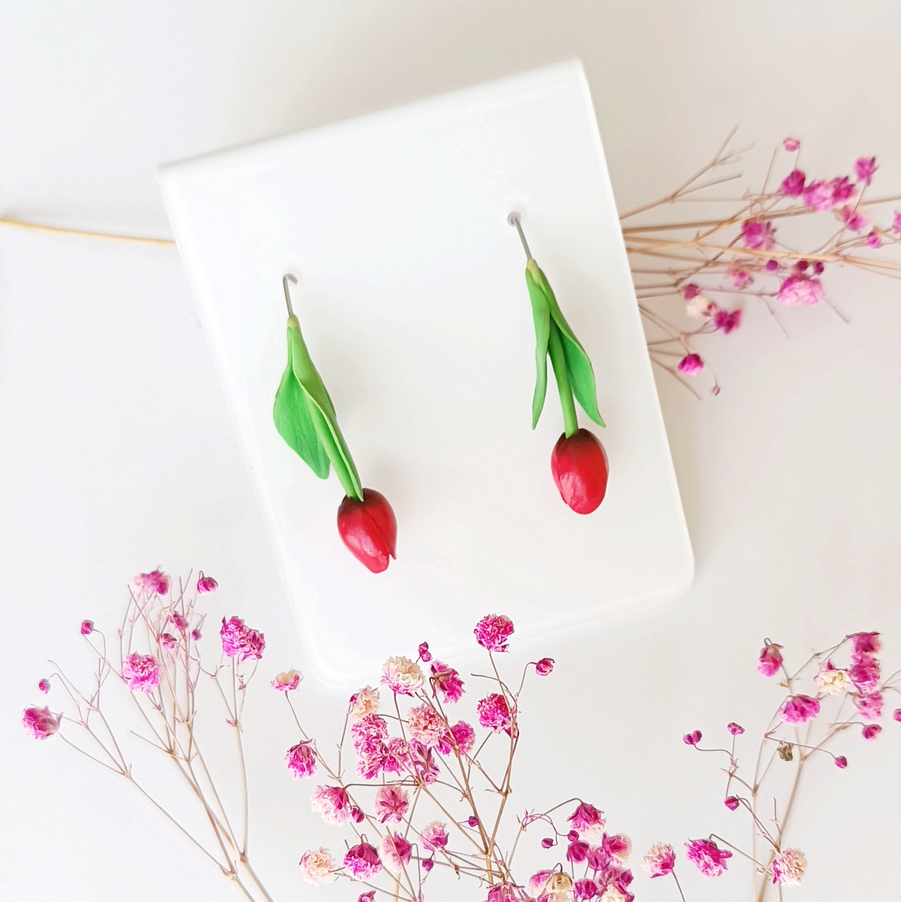 Kolczyki czerwone tulipany