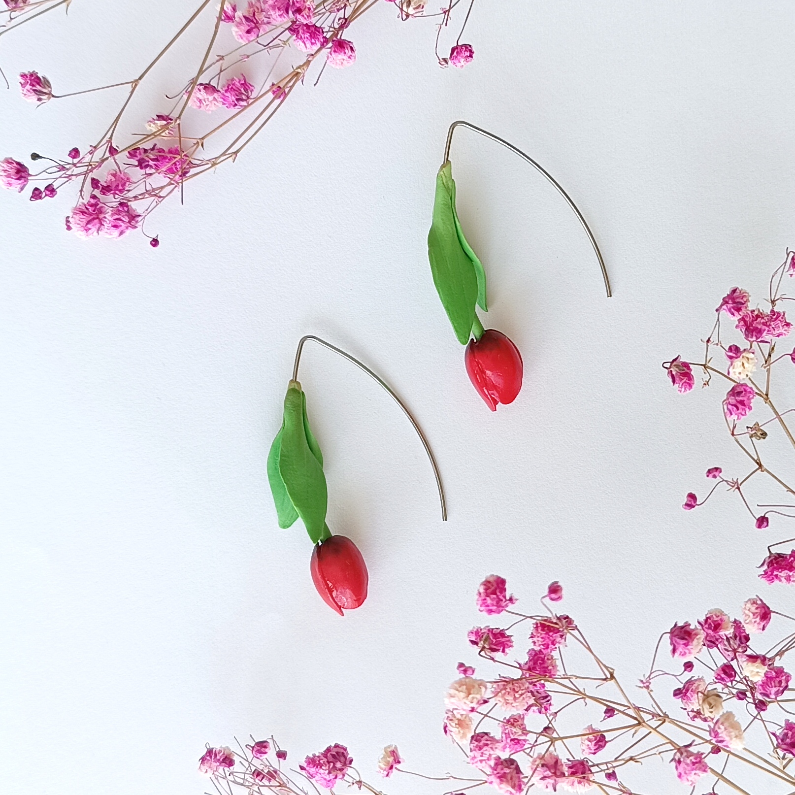 Kolczyki czerwone tulipany