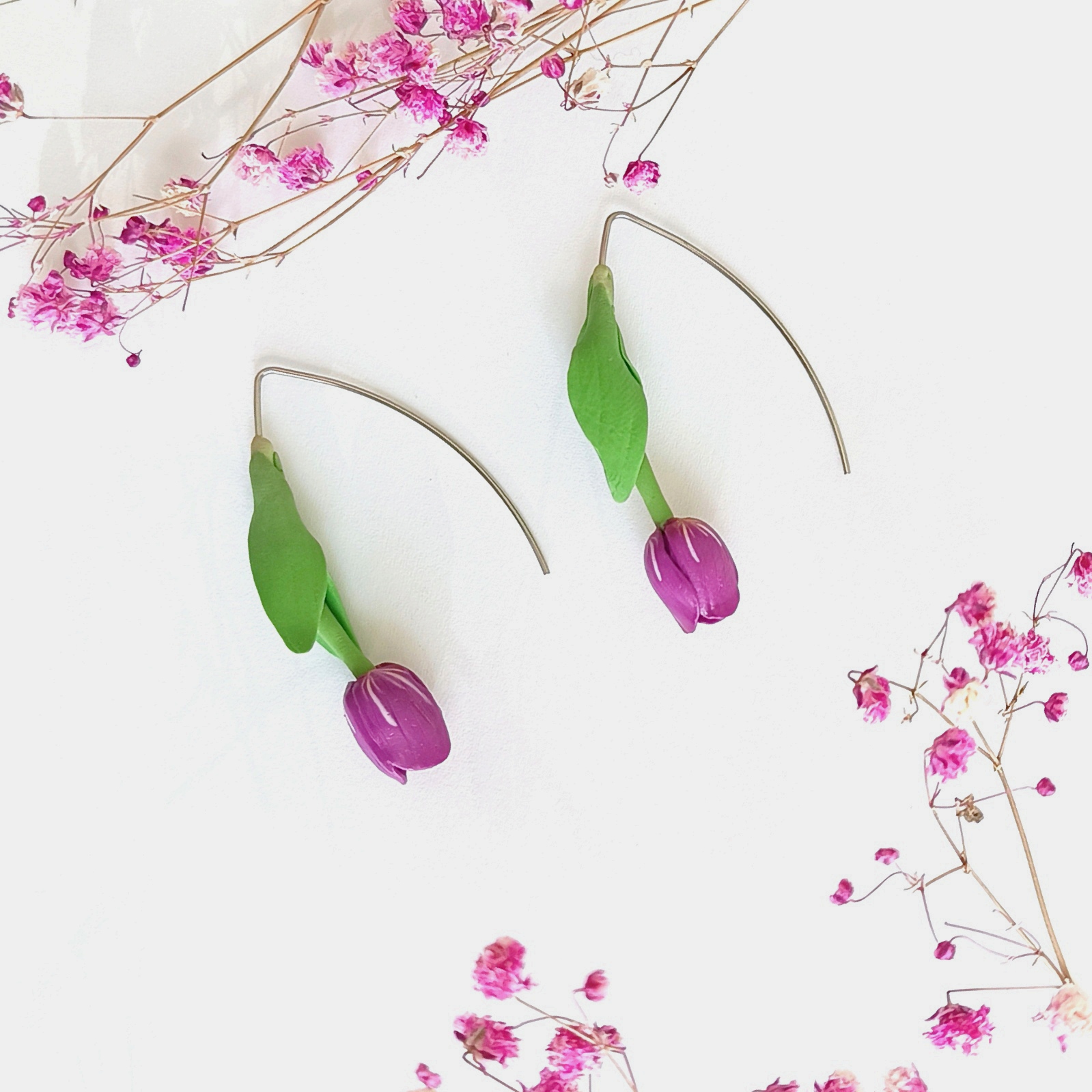 Kolczyki fioletowe tulipany