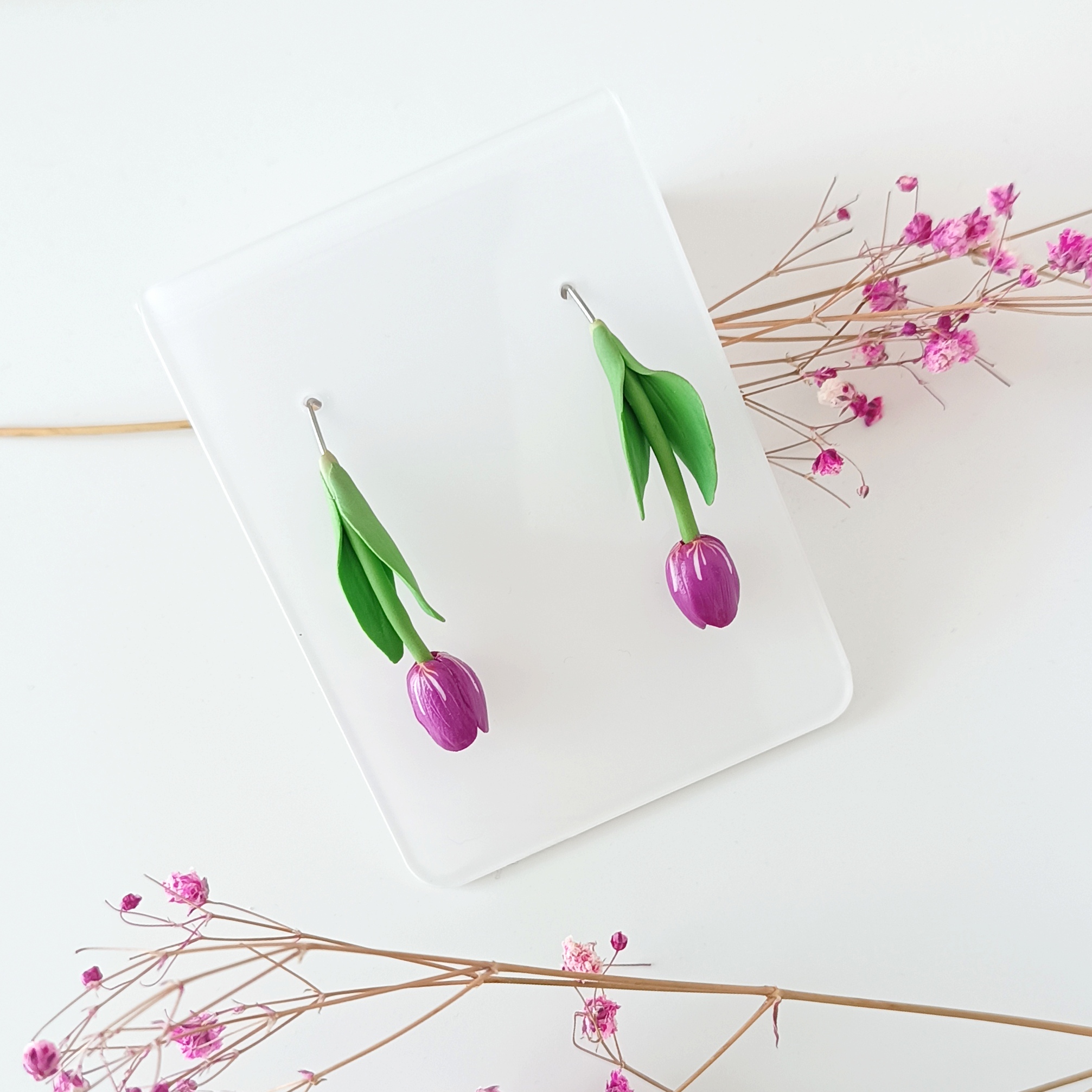 Kolczyki fioletowe tulipany