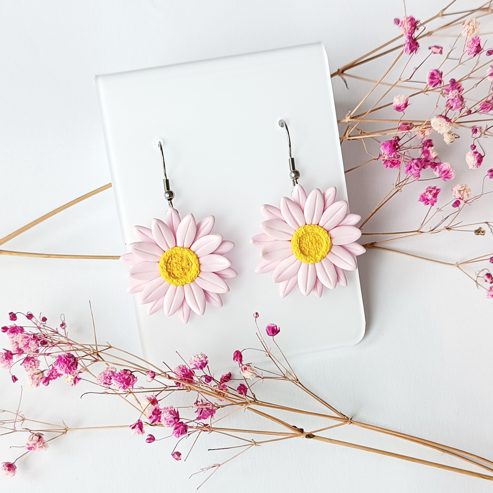 Kolczyki bladoróżowe kwiaty