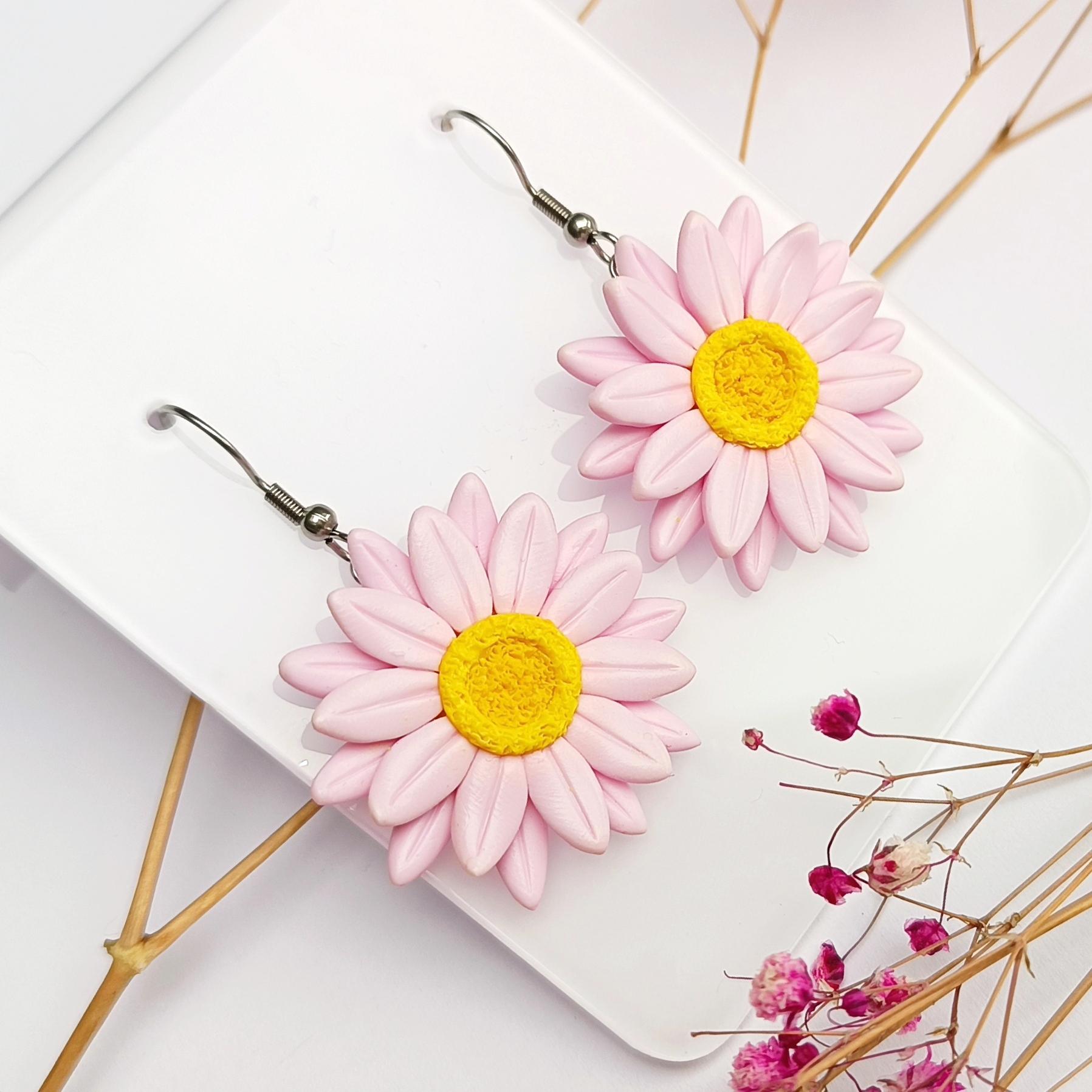 Kolczyki bladoróżowe kwiaty