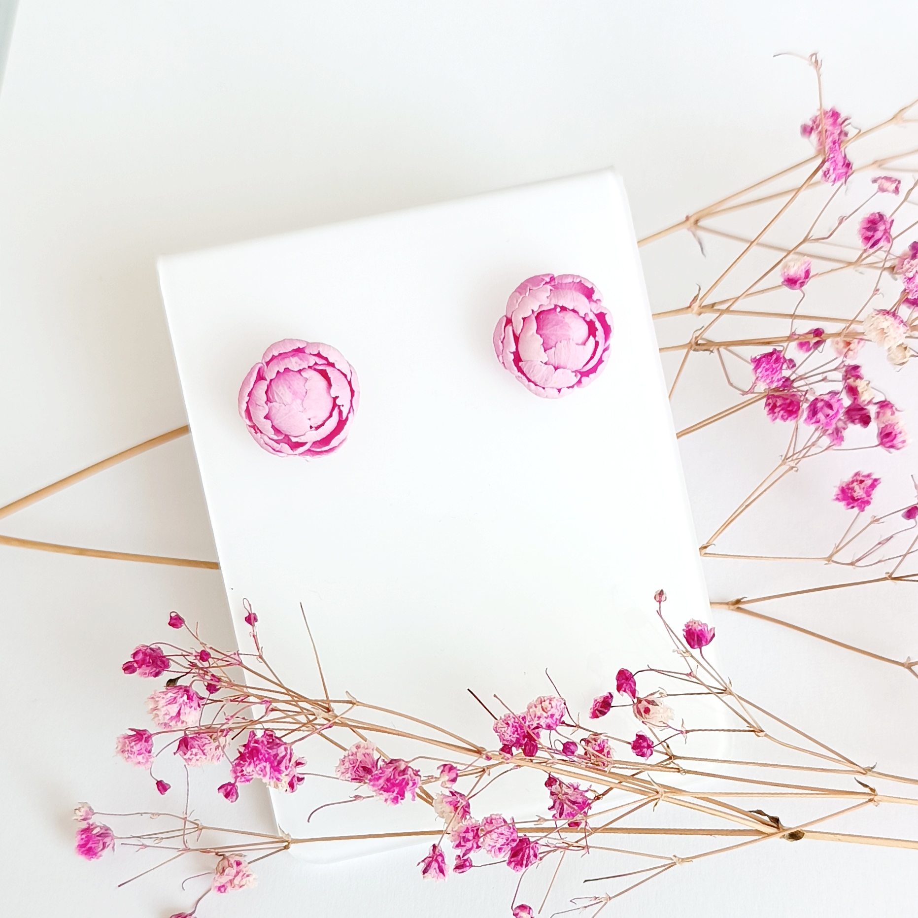 Kolczyki piwonie sztyfty