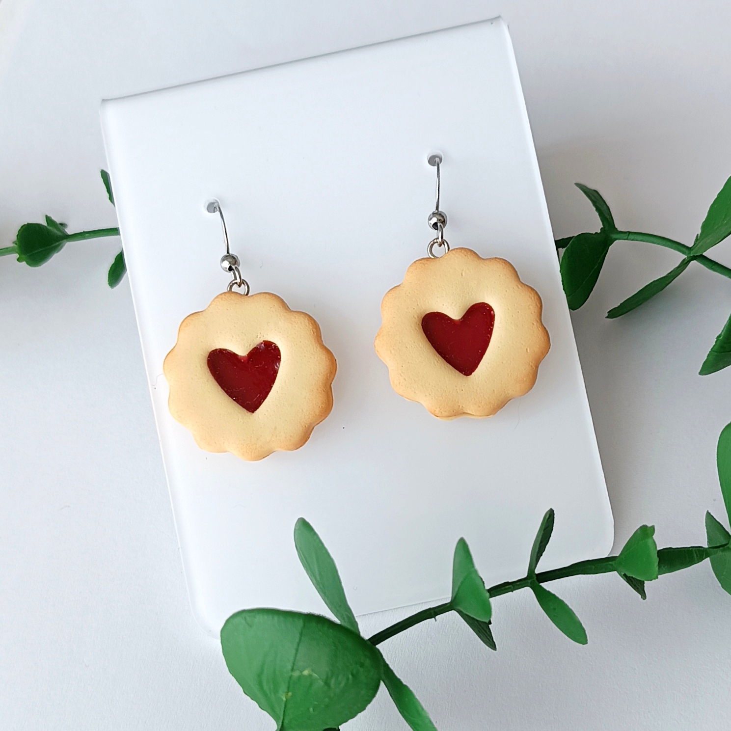 Kolczyki ciasteczka z sercem z galaretki