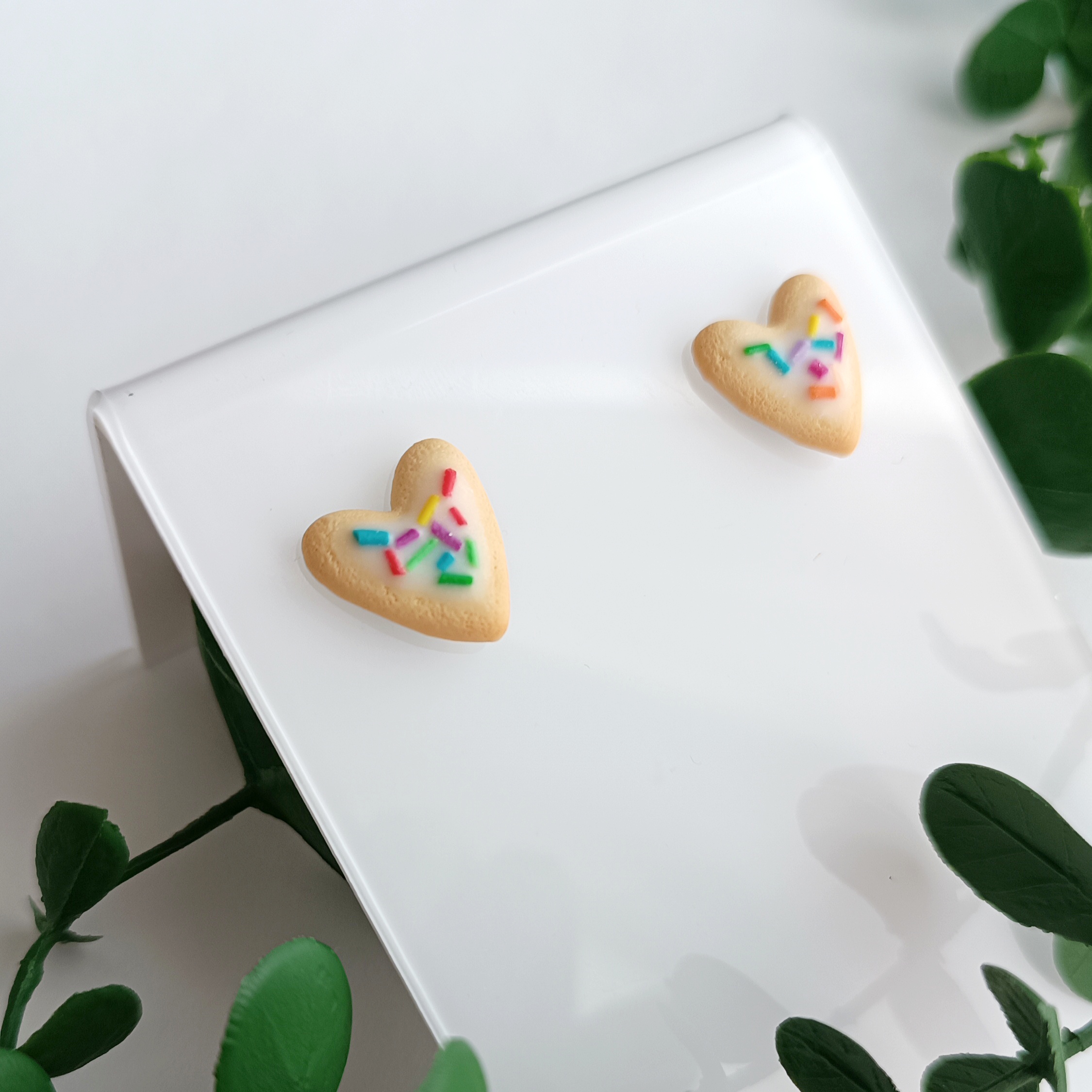 Kolczyki lukrowane ciasteczka serca sztyfty