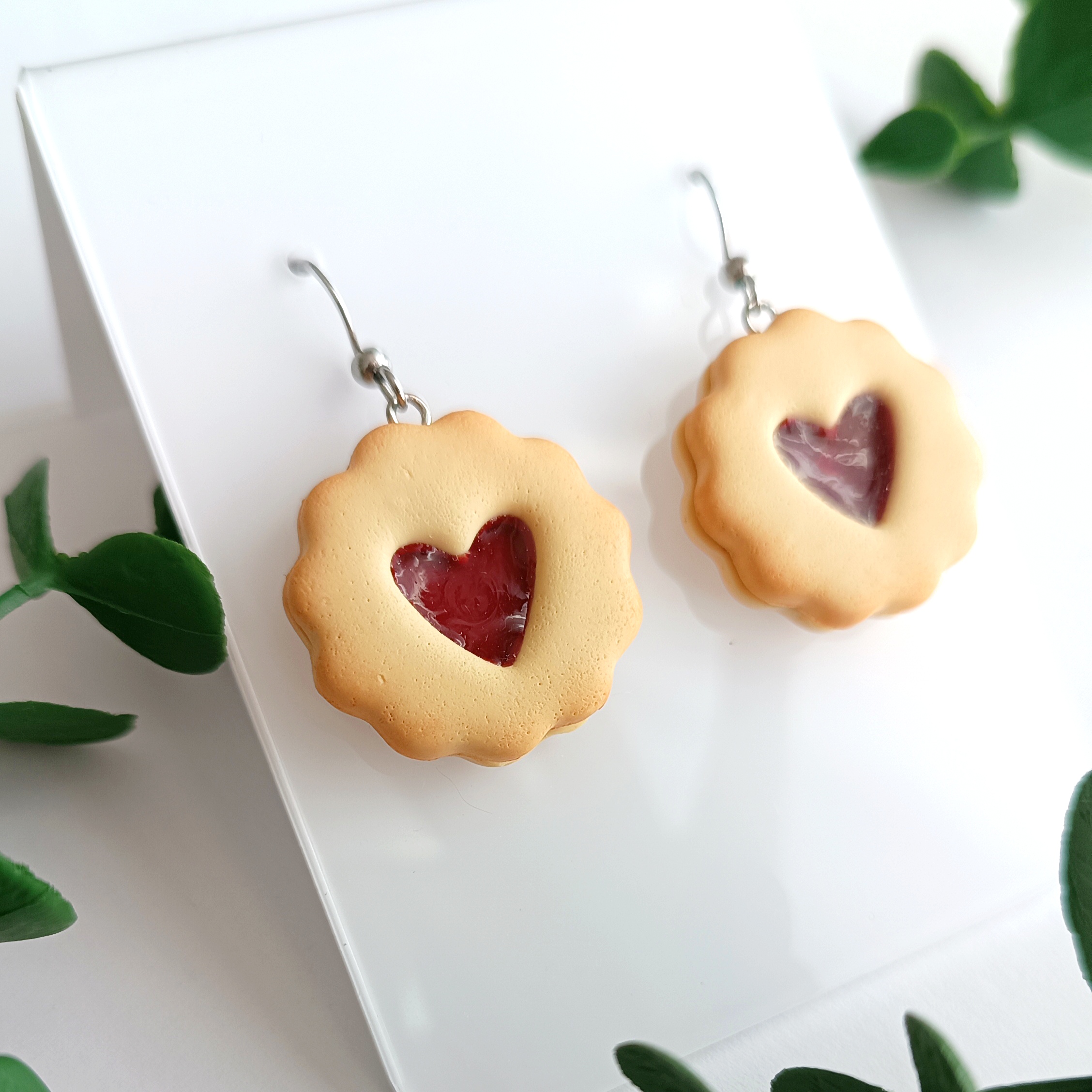 Kolczyki ciasteczka z sercem z galaretki