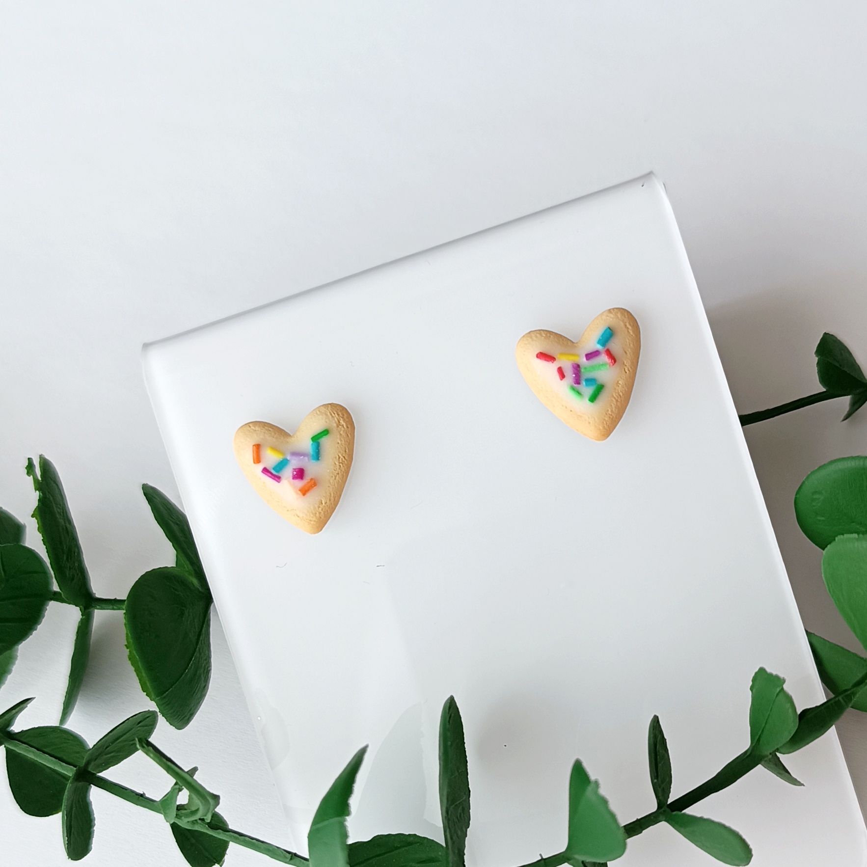 Kolczyki lukrowane ciasteczka serca sztyfty