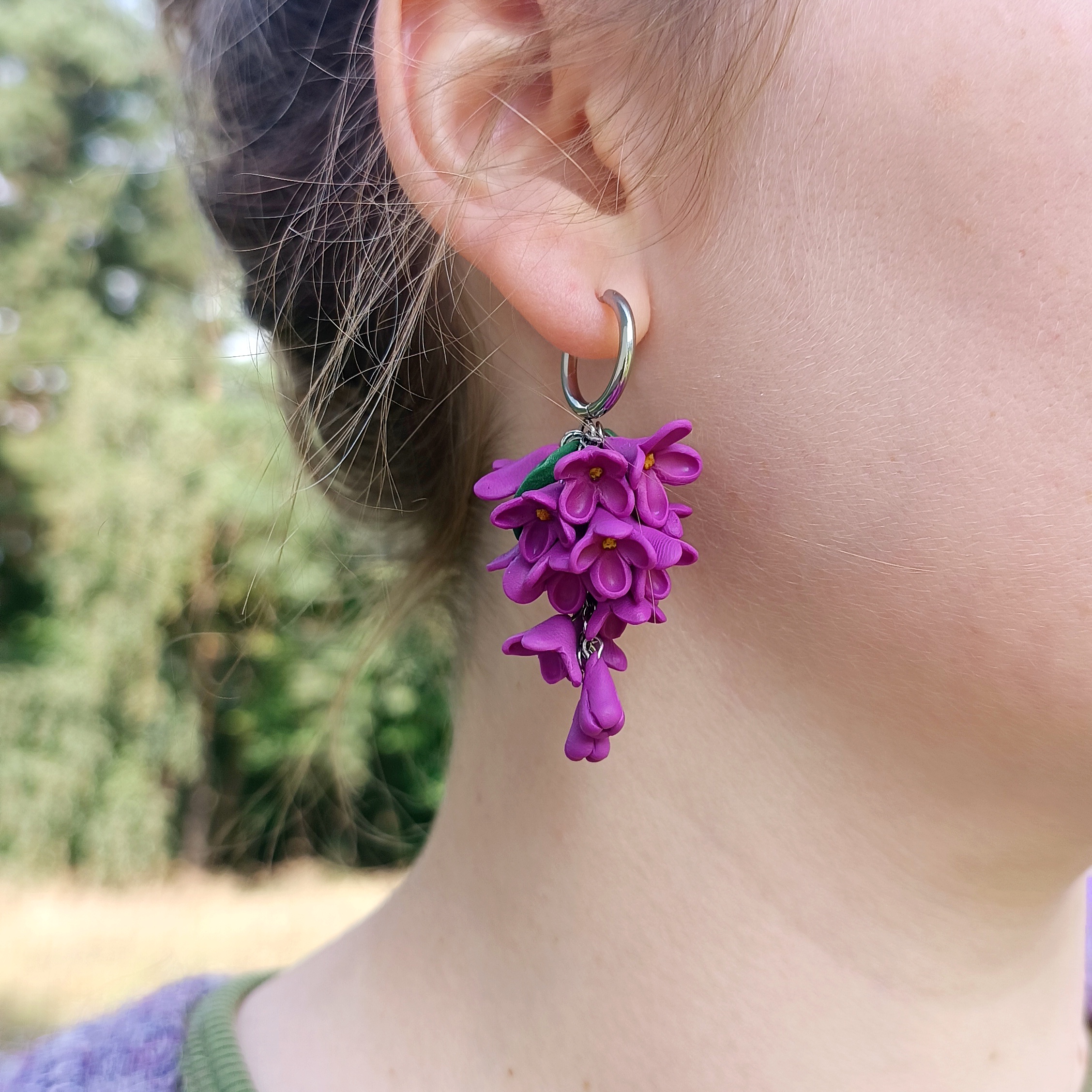 Kolczyki z kwiatami bzu