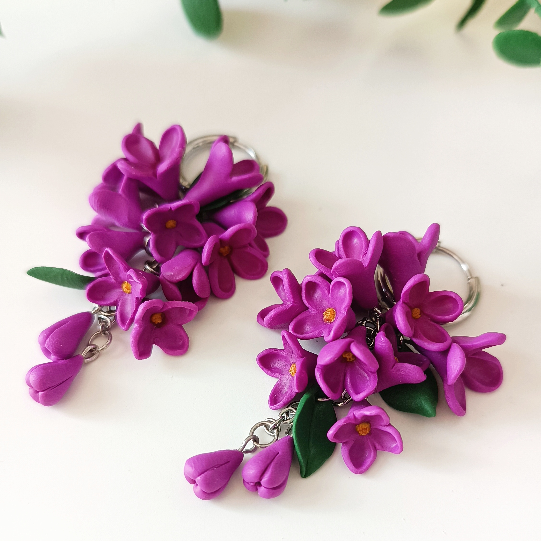 Kolczyki z kwiatami bzu