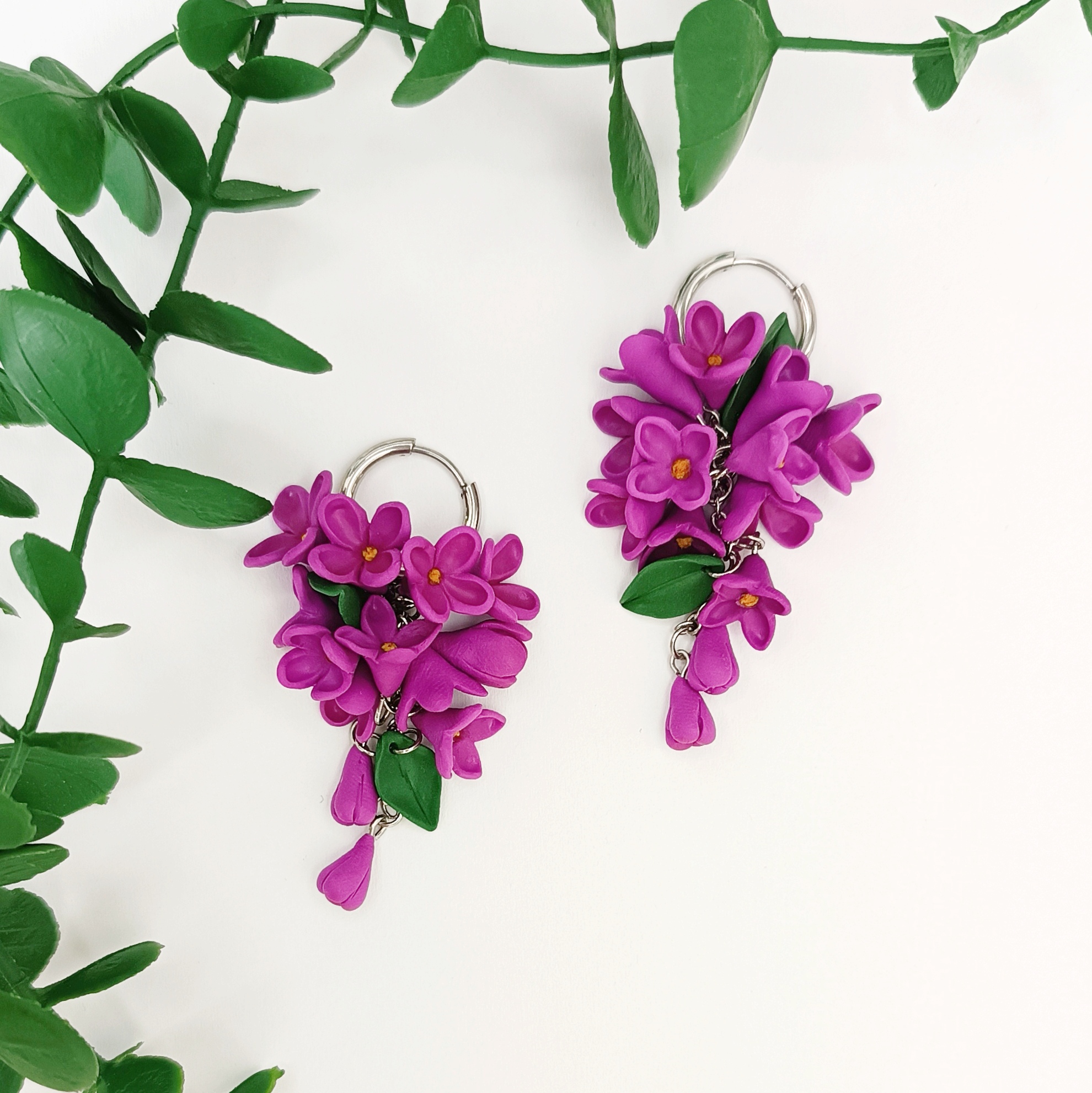 Kolczyki z kwiatami bzu